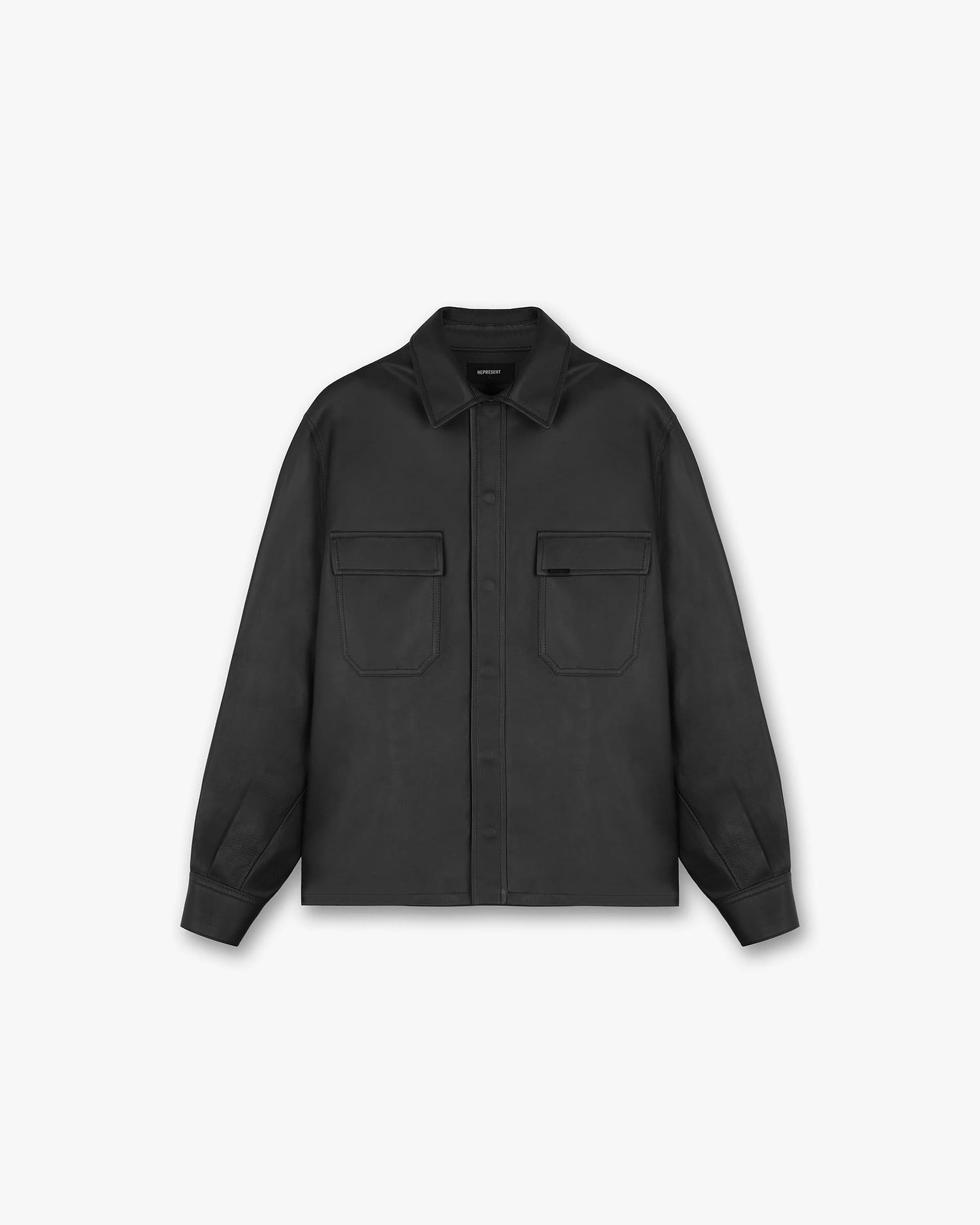 Leather Overshirt | Black Shirts FW22 | Represent Clo