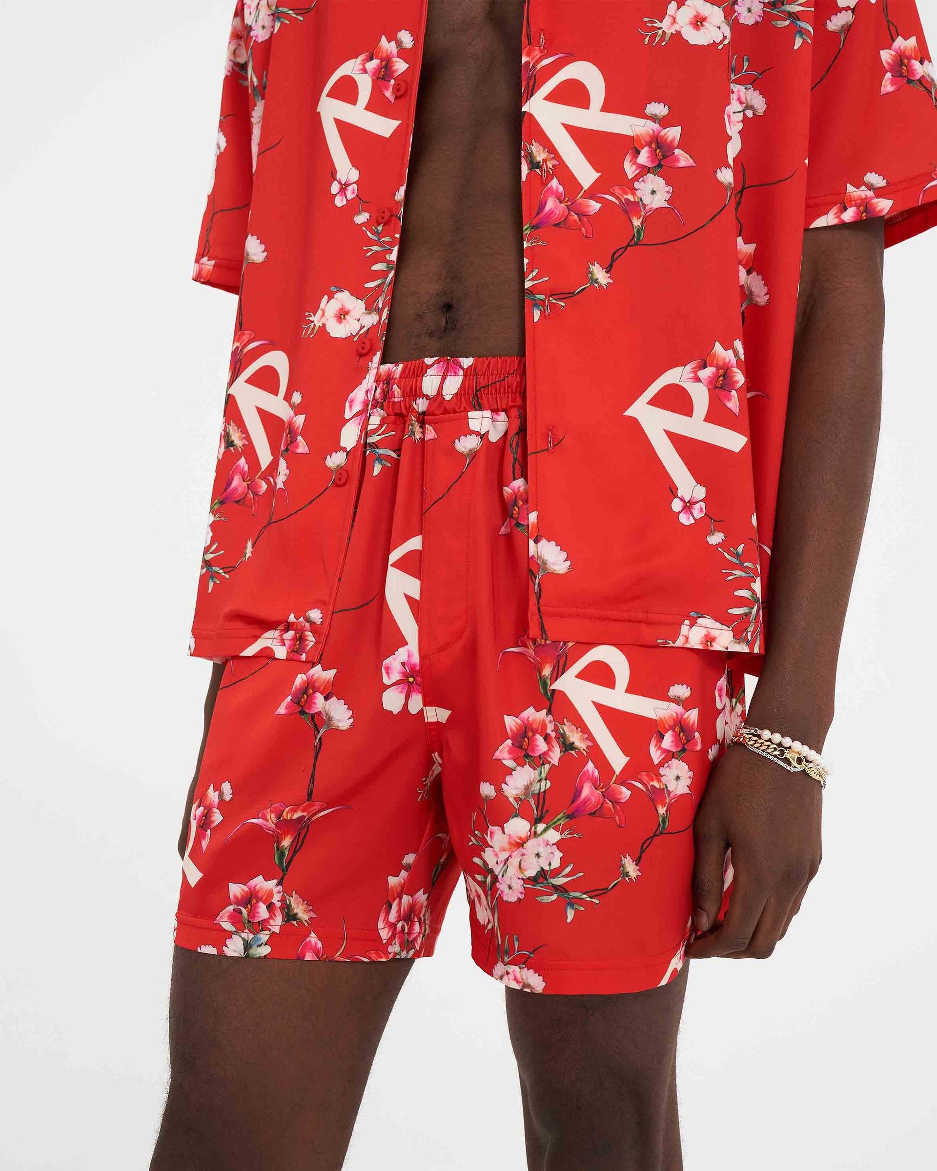 Floral Shorts - Burnt Red