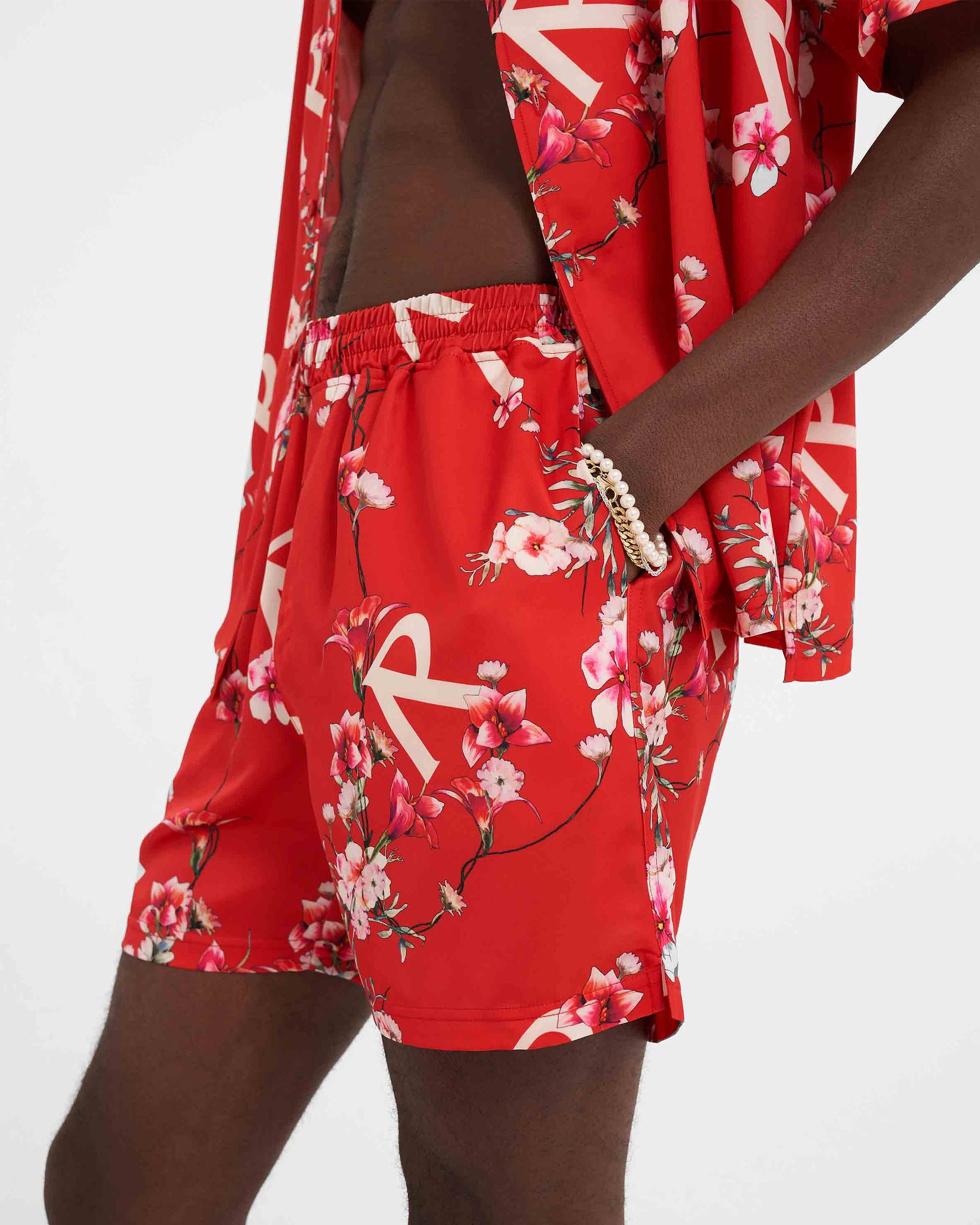 Floral Shorts - Burnt Red