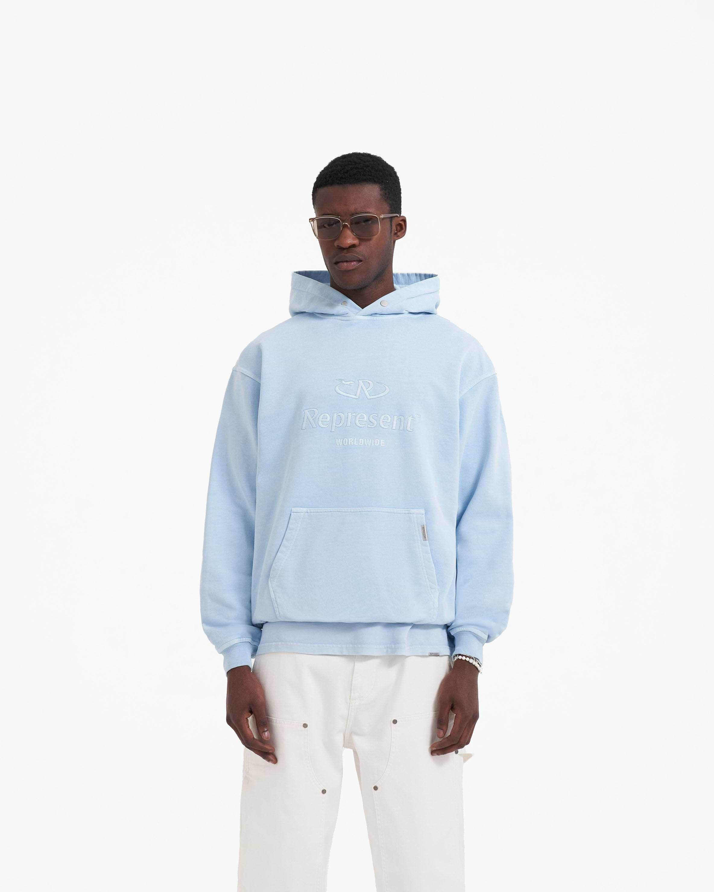 Worldwide Hoodie Powder Blue REPRESENT CLO
