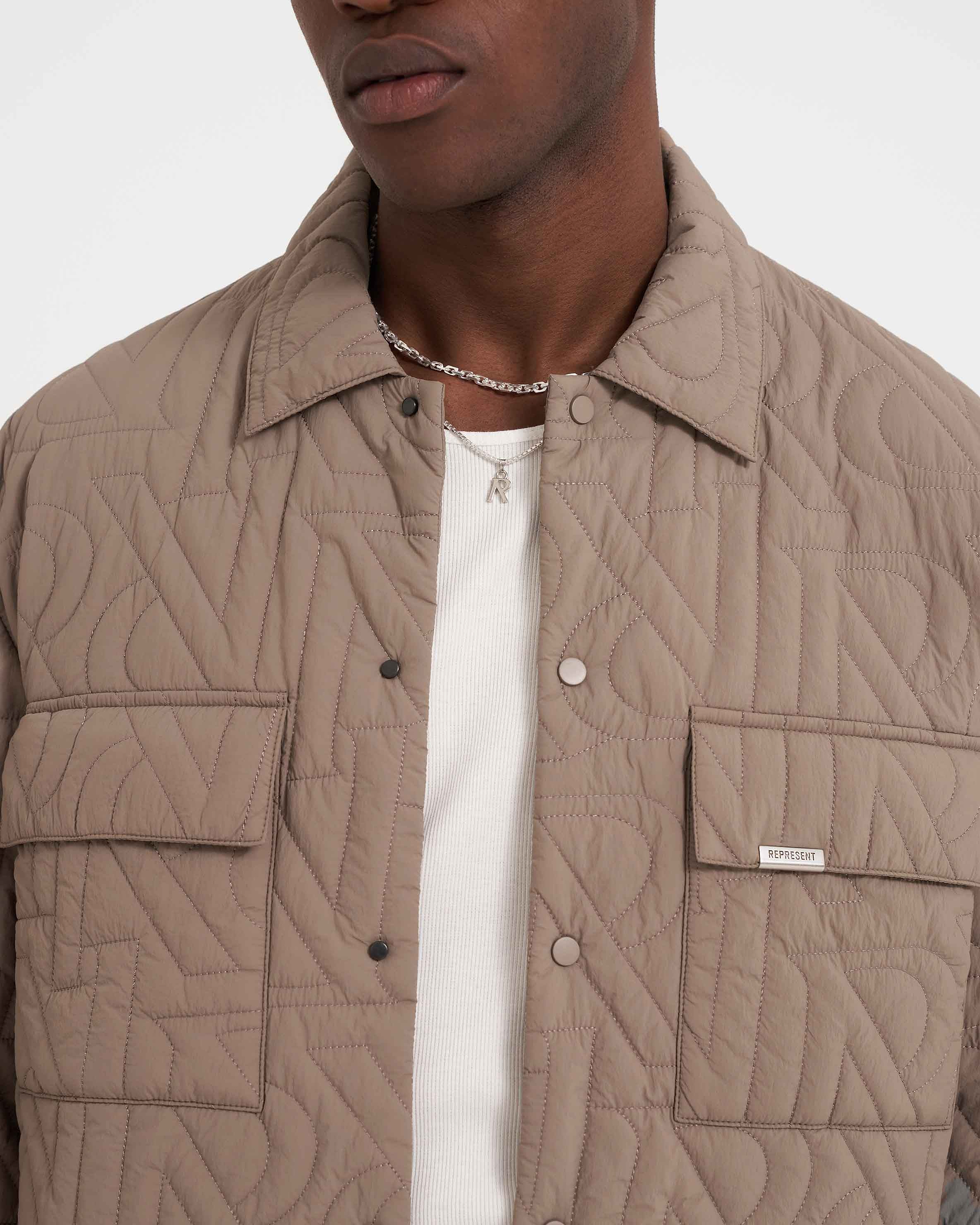 Initial Quilted Overshirt - Mushroom