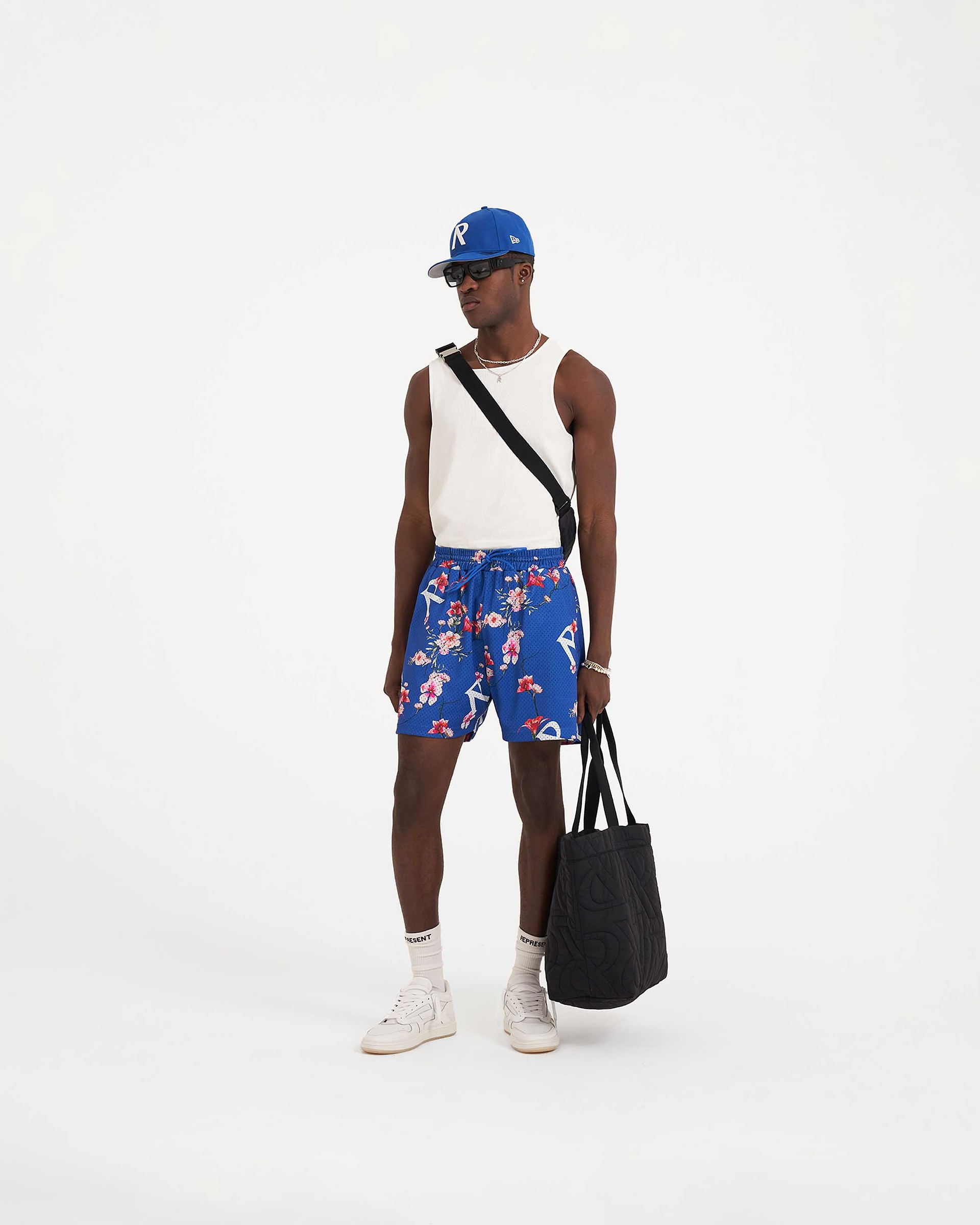 Floral Mesh Shorts - Cobalt