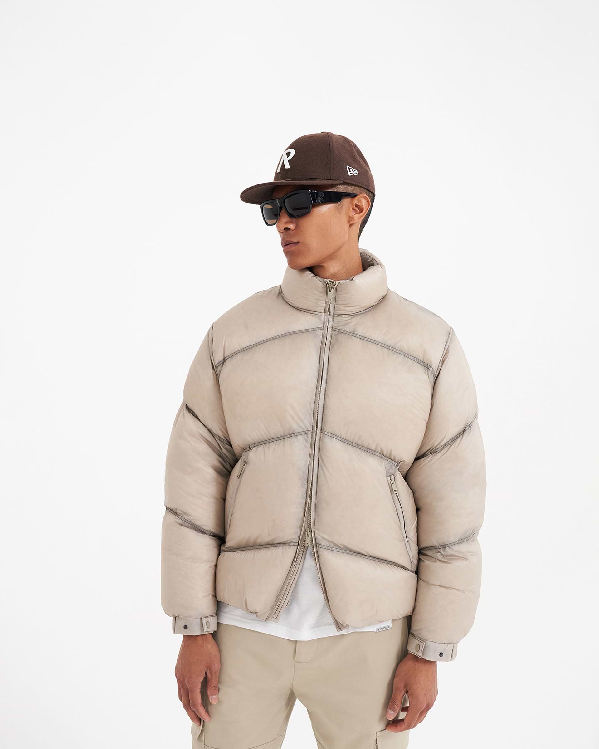 Washed Puffer Jacket | Wheat Outerwear FW22 | Represent Clo
