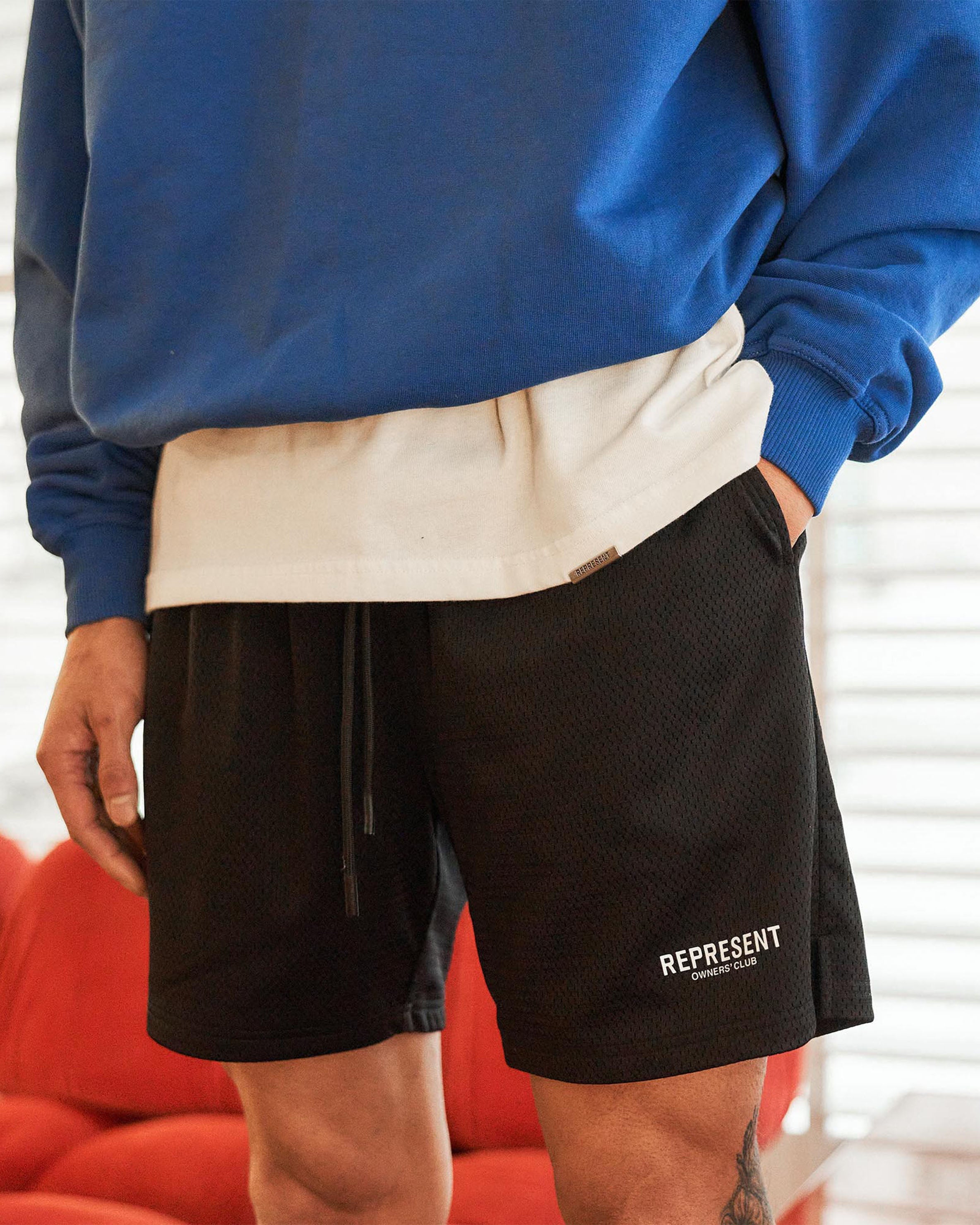 Represent Owners Club Mesh Shorts | Black Shorts Owners Club | Represent Clo