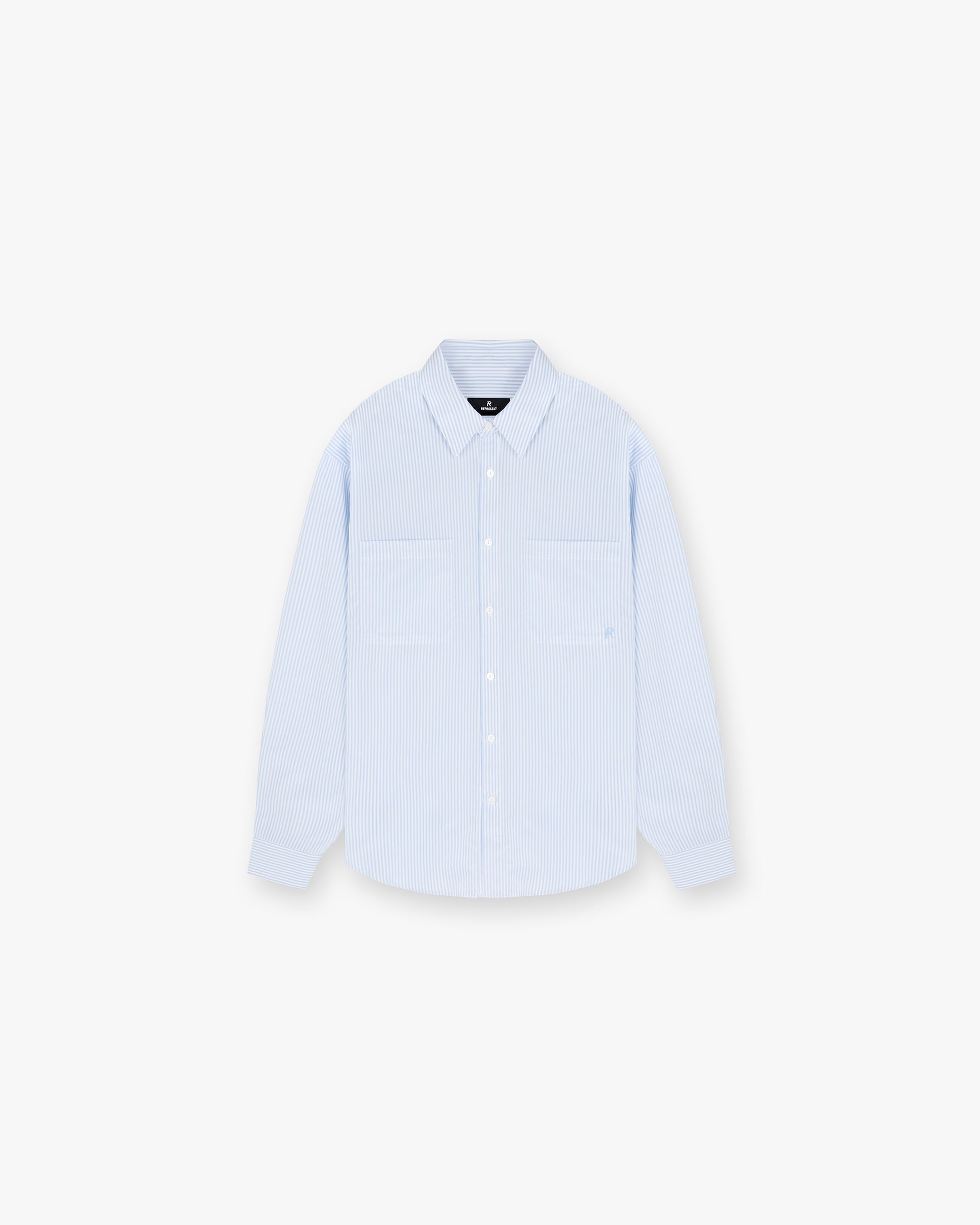 Chemise à rayures fines à manches longues - Bleu bébé