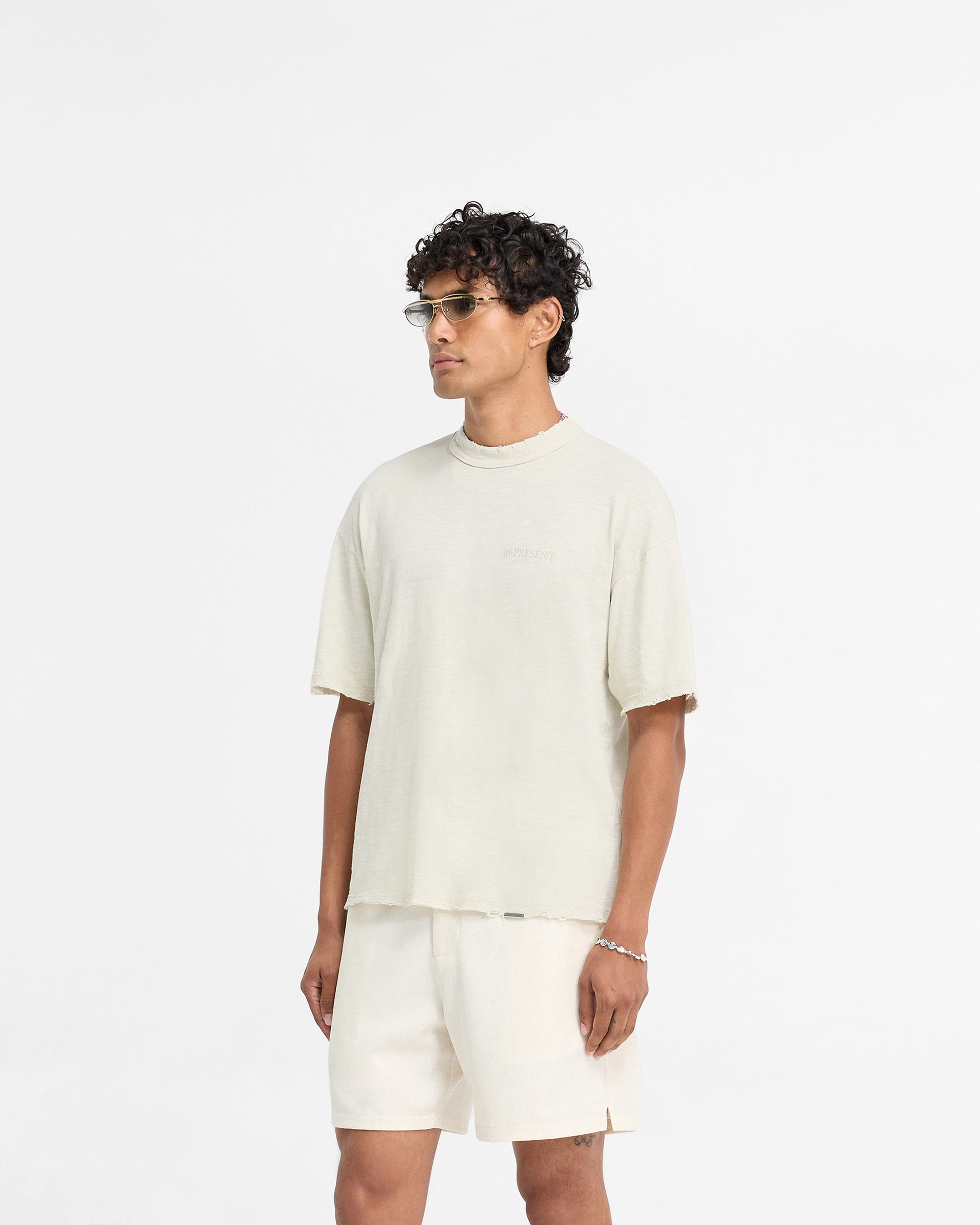 T-shirt Slub - Sable blanc