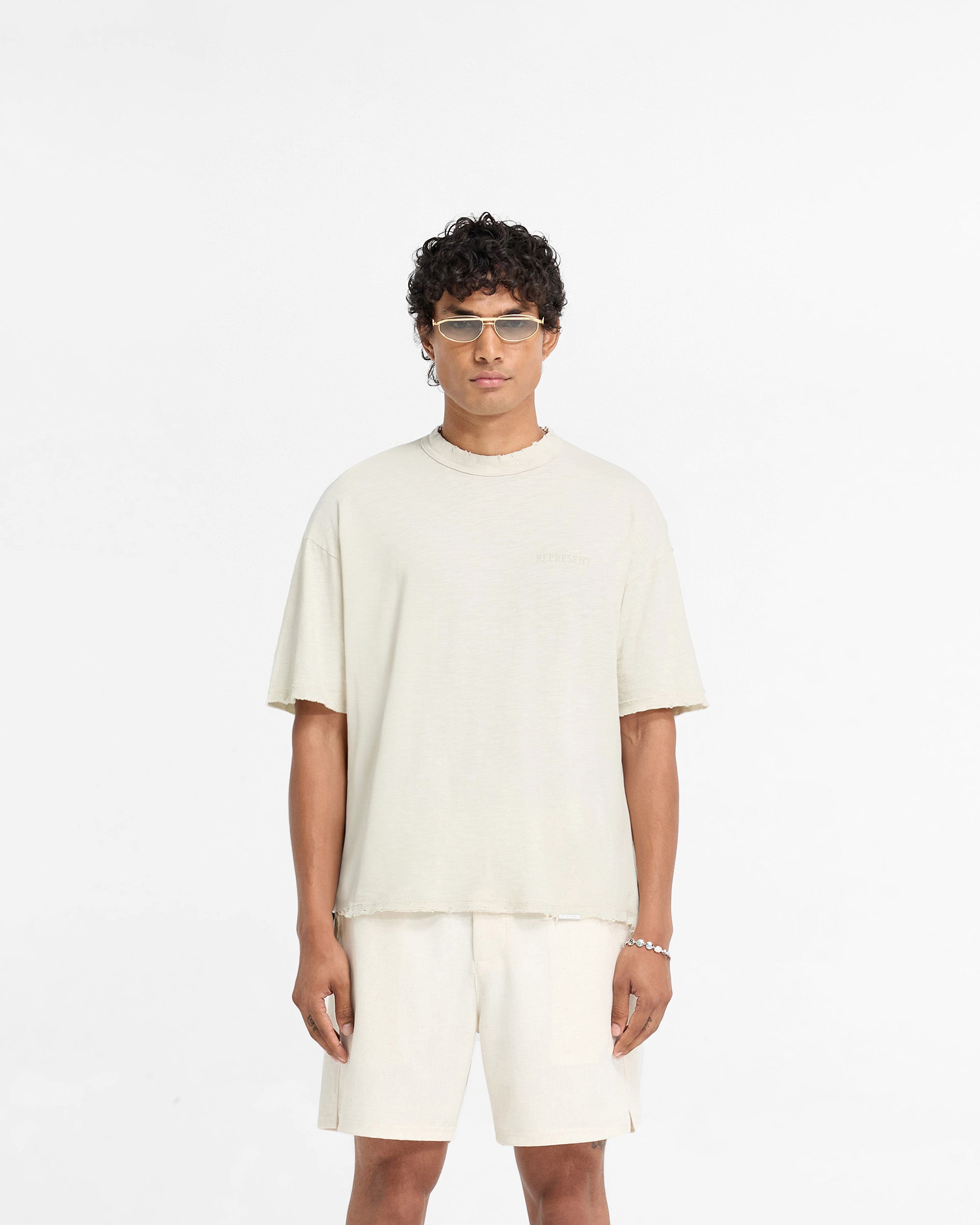 T-shirt Slub - Sable blanc