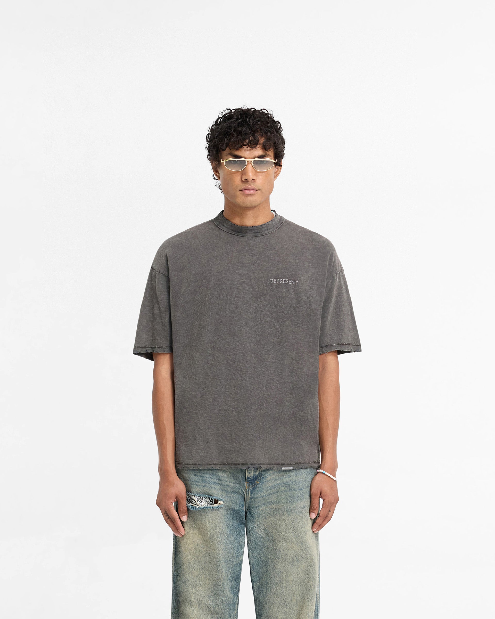 T-shirt flammé - Gris vintage