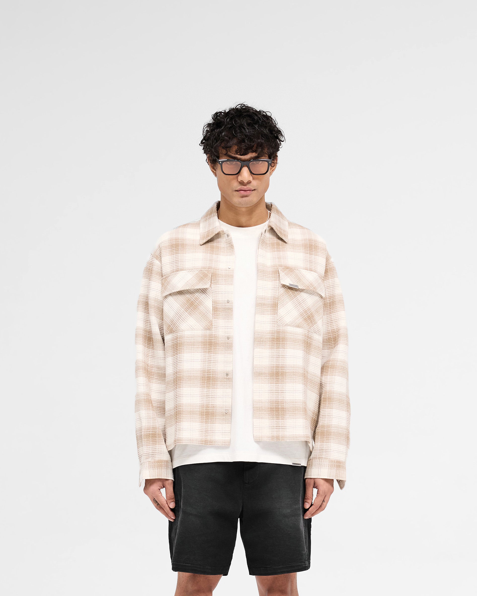 Waffle Flannel Shirt - Mid Brown