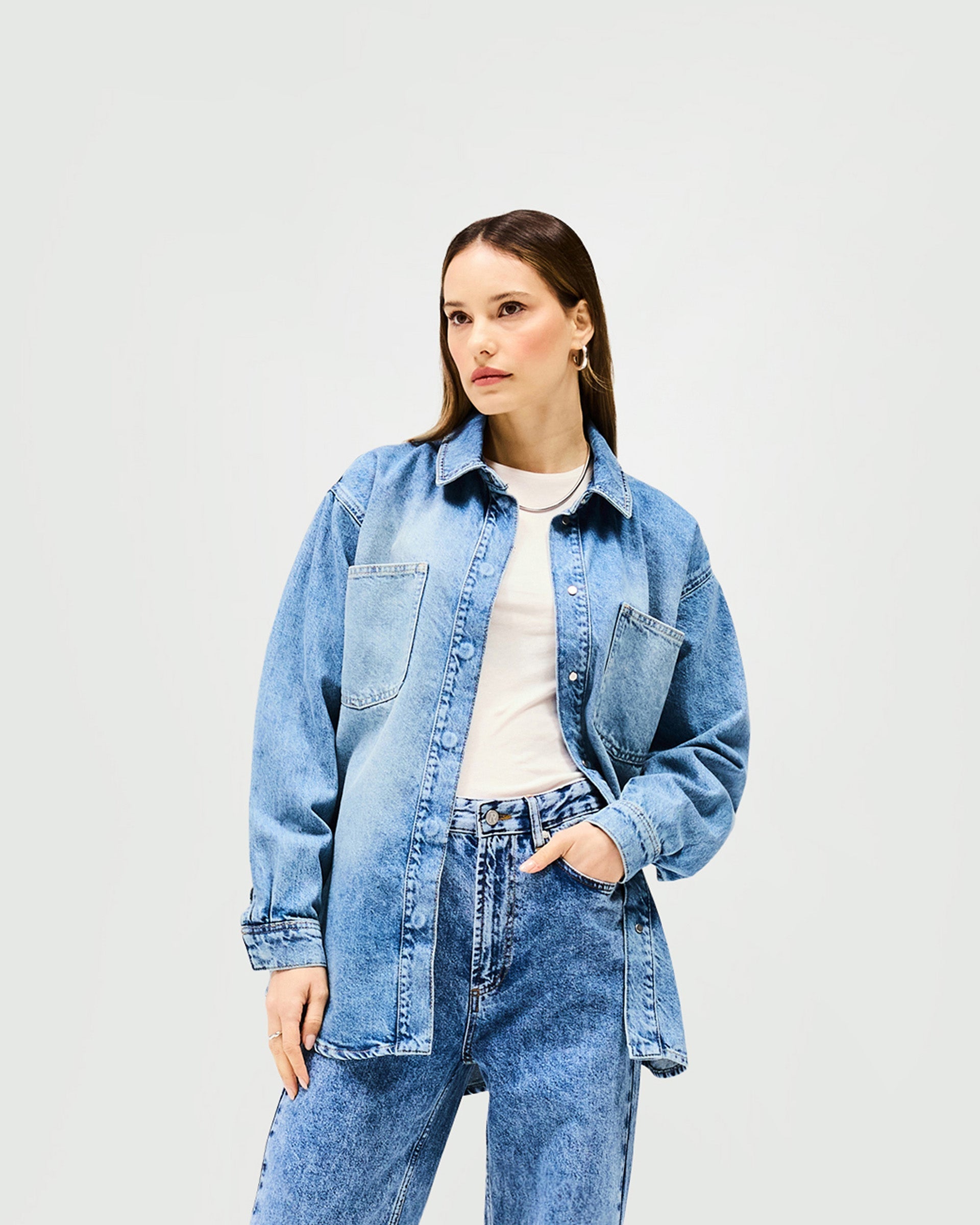 Denim Overshirt - Washed Blue