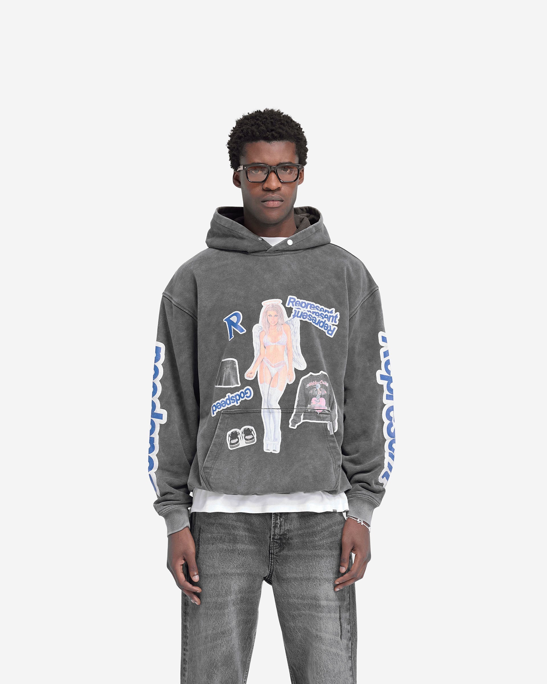 Sweat à capuche Question Your Innocence - Gris vintage