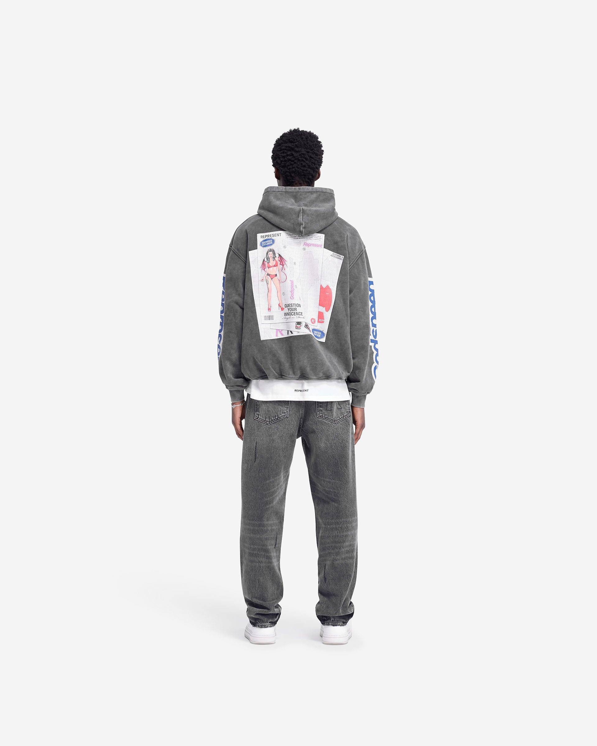 Sweat à capuche Question Your Innocence - Gris vintage
