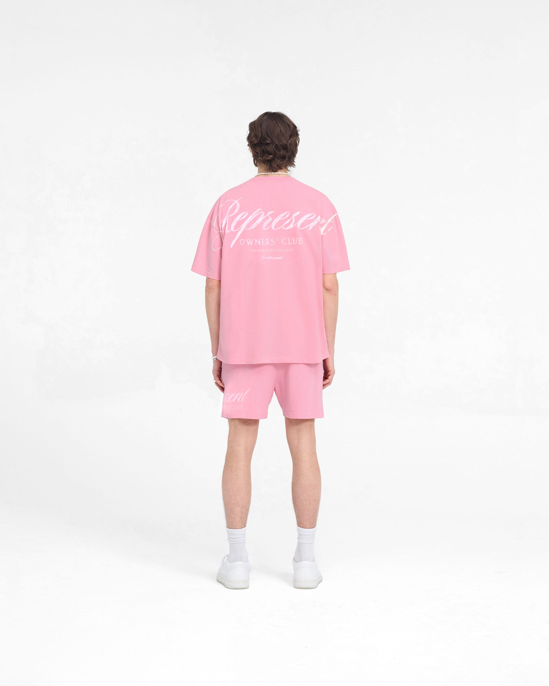 Represent Owners Club Script Mesh-Shorts - Rosa