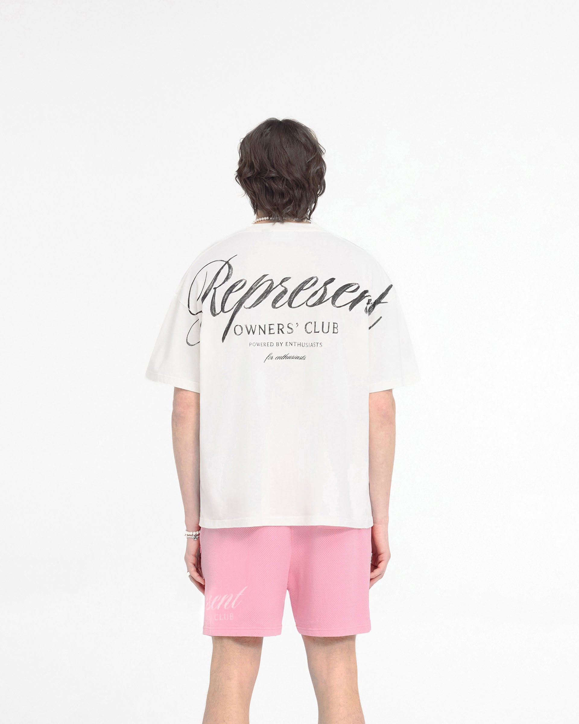 T-shirt avec inscription « Represent Owners Club » - Blanc mat