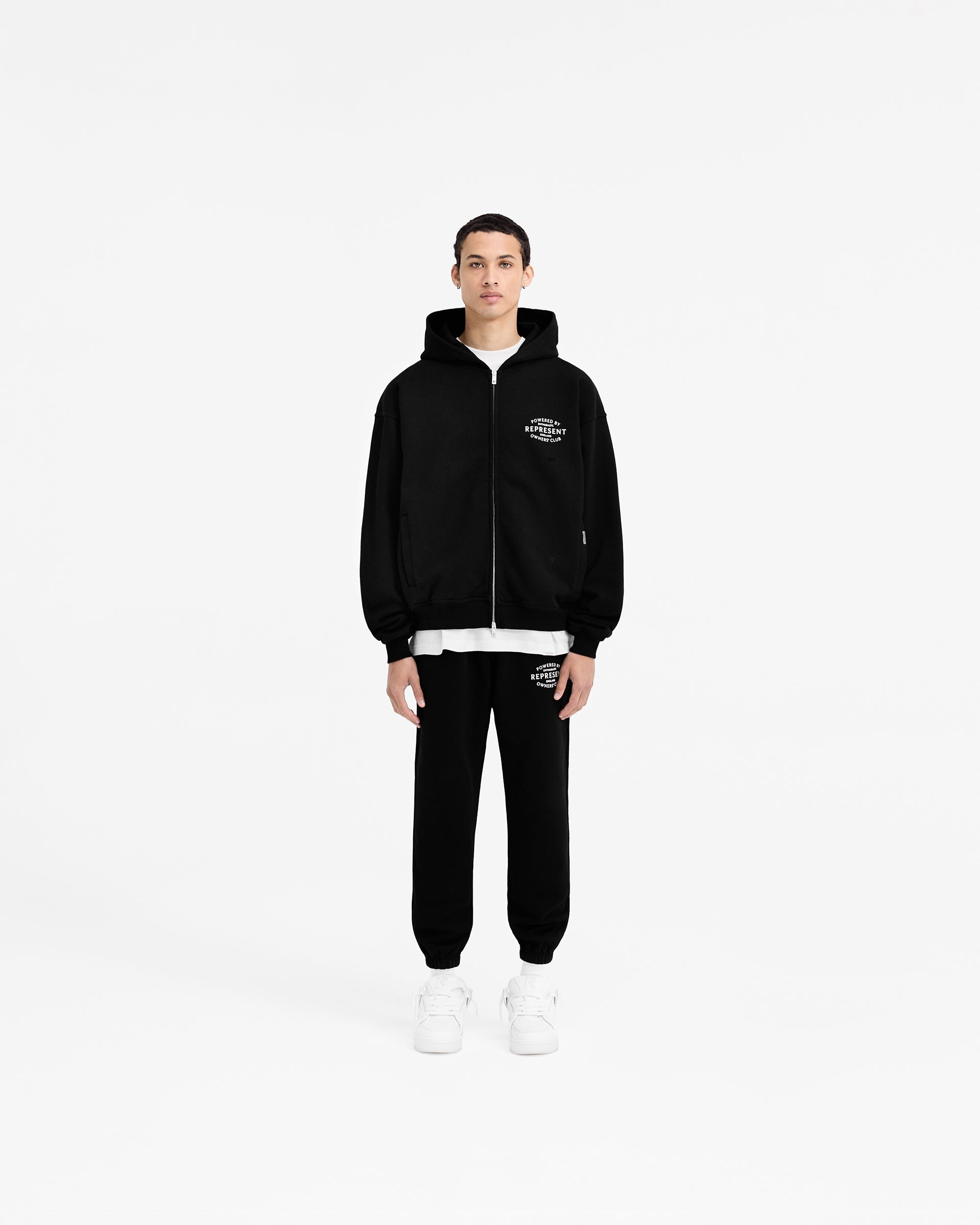 Sweat à capuche zippé avec timbre du club des propriétaires - Noir de jais