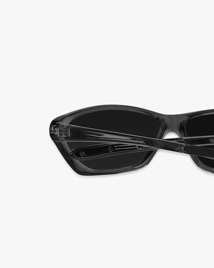 Product image of black sunglasses on a plain white background | 247 Arena Sunglasses in Black | Sunglasses with mirrored lenses and rubberised grip | 247 Accessories | Represent Clo