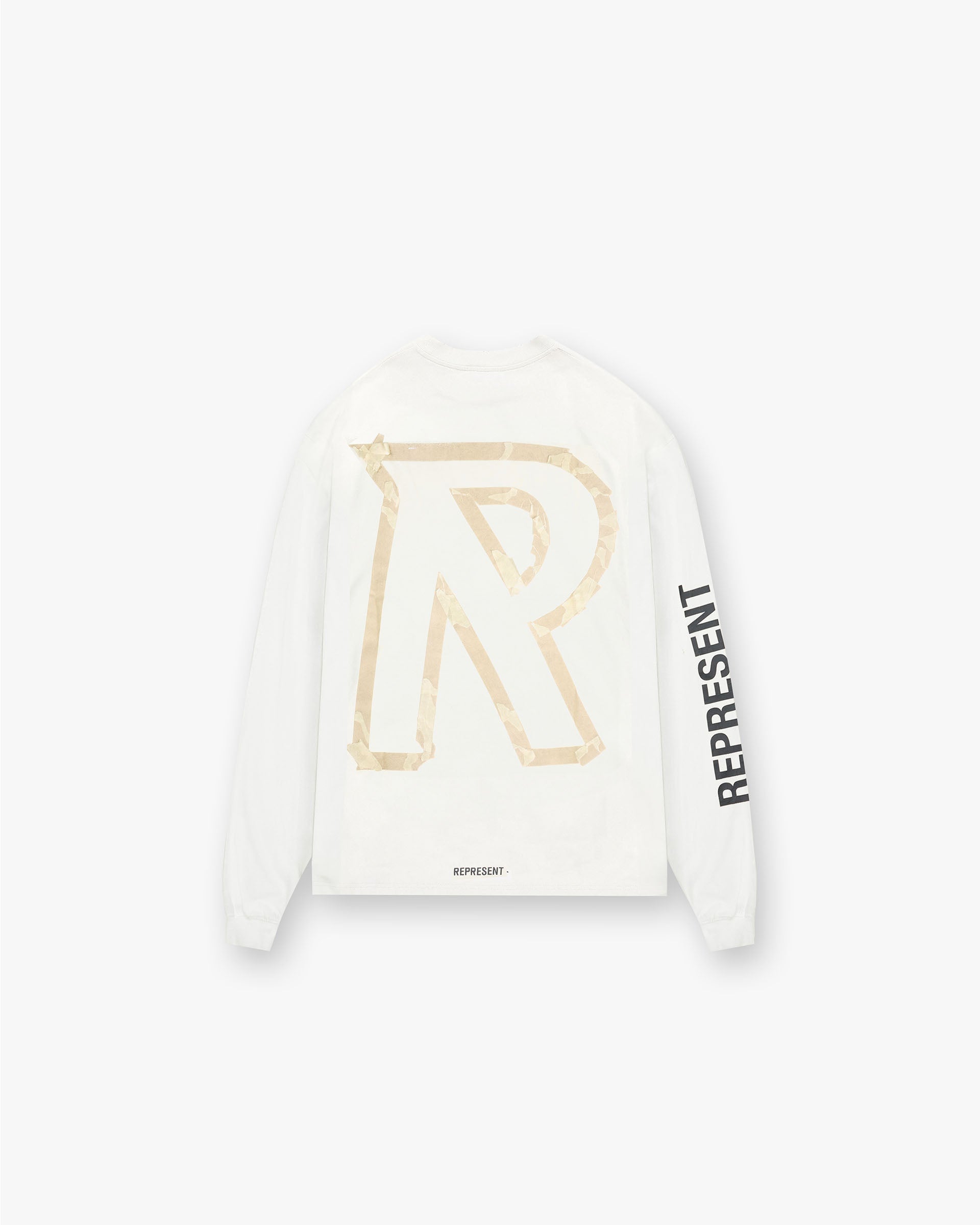 T-shirt à manches longues avec initiales en ruban de masquage - Blanc mat