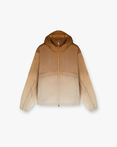 Front product image of a mens grey hooded jacket on a plain white background | 247 Hooded Training Jacket in Ombre | Oversized hoodie with popper fastening | 247 Outerwear | Represent Clo