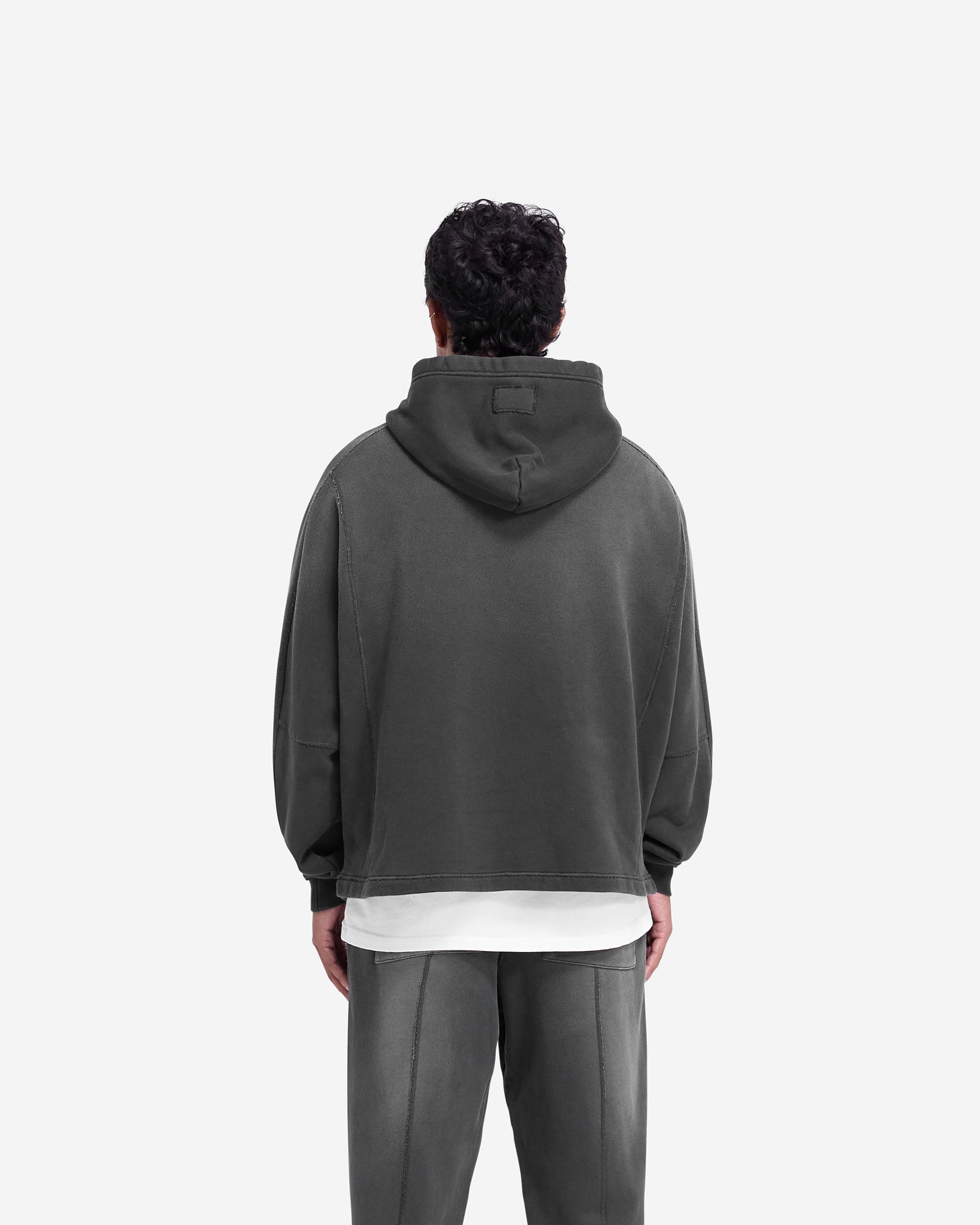 Sweat à capuche à ourlet étagé - Noir teinté