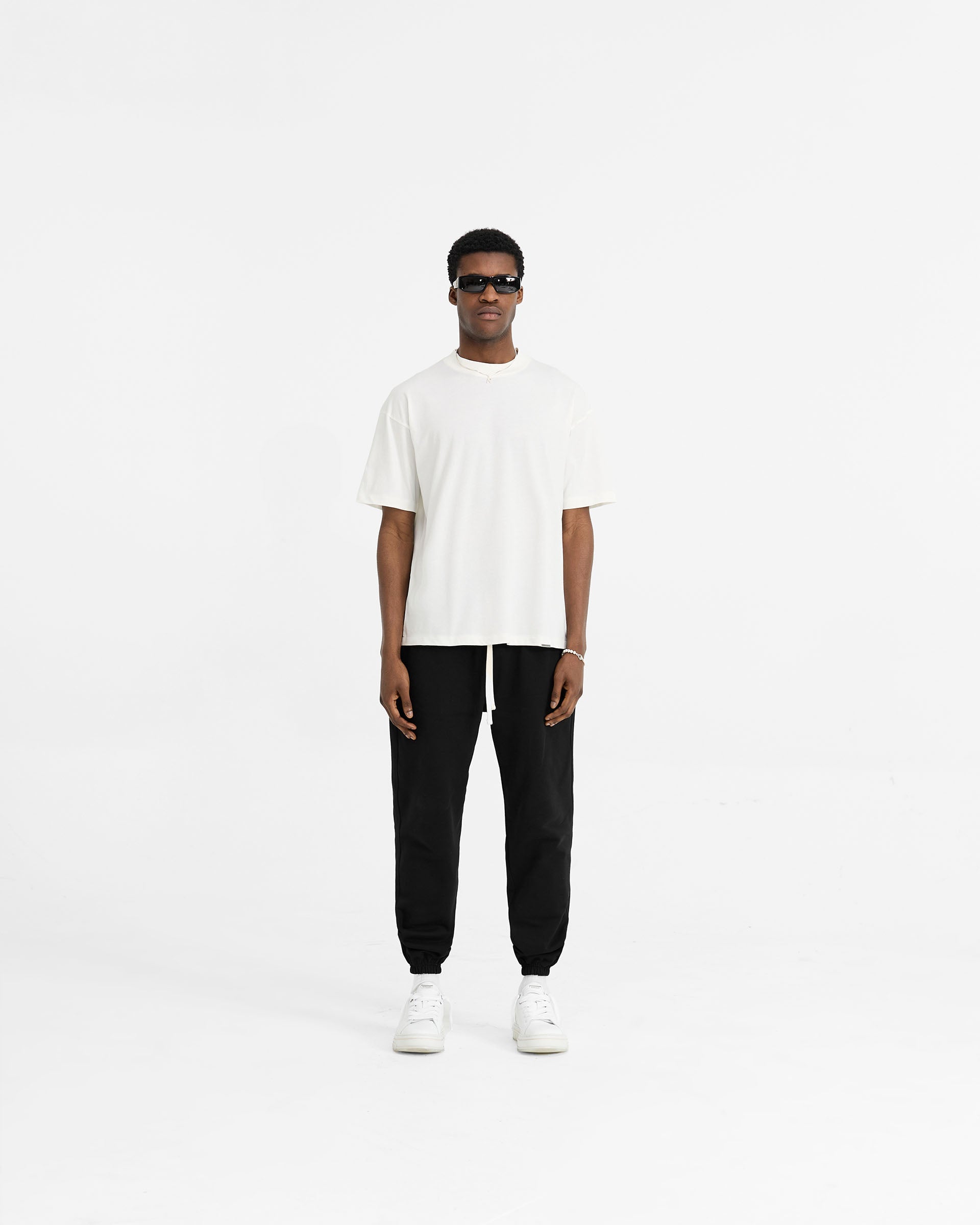 Übergroßes T-Shirt mit Initialen - Flaches Weiß