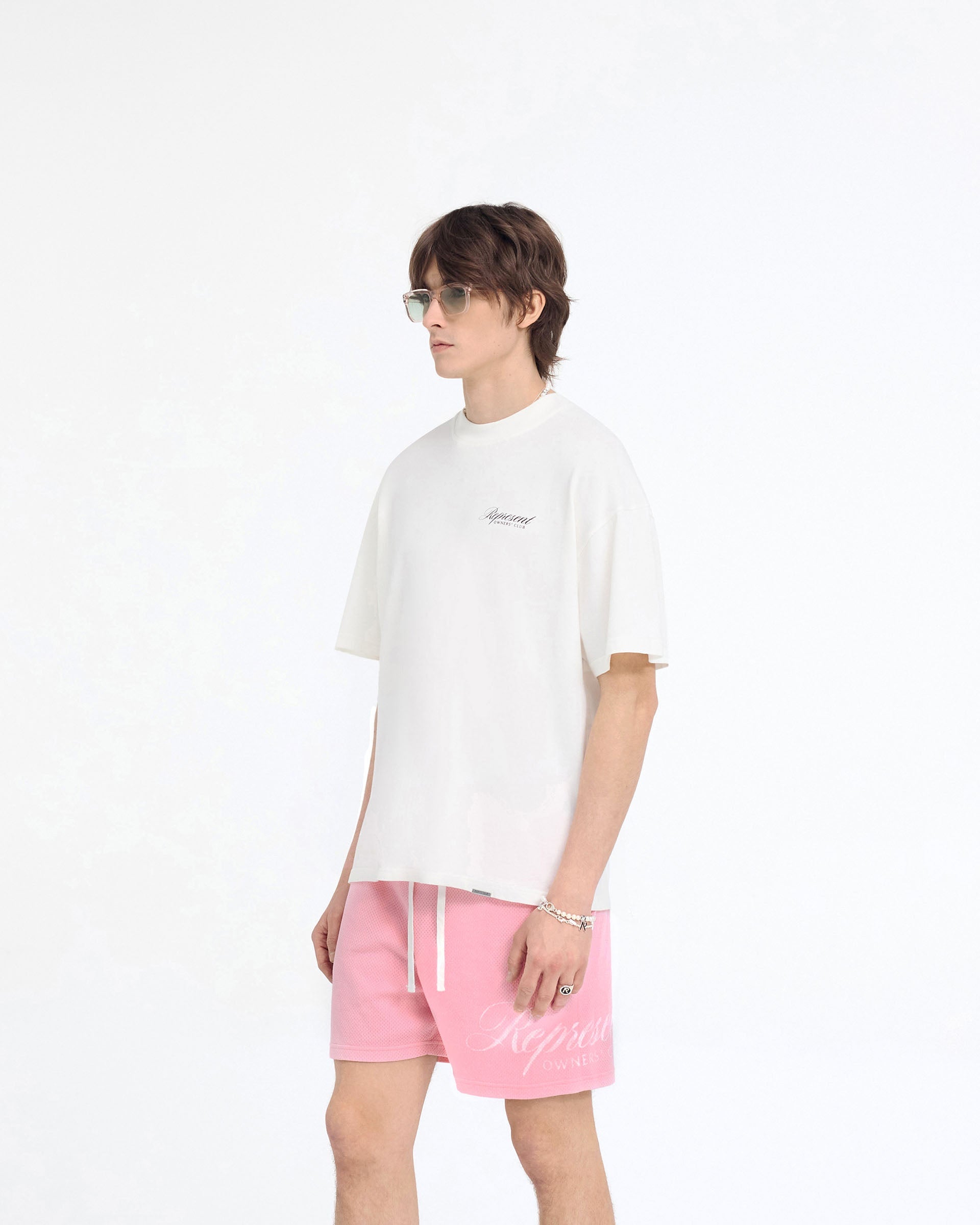 T-shirt avec inscription « Represent Owners Club » - Blanc mat