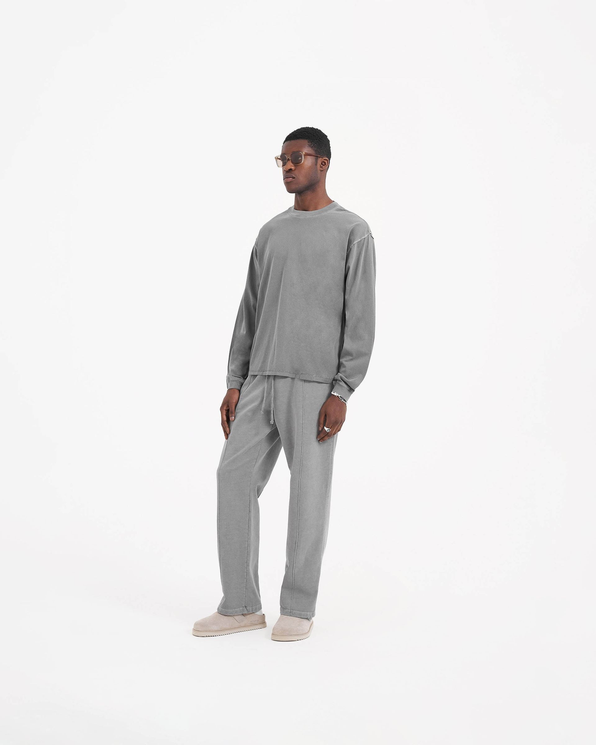 Langarm-T-Shirt mit Initialen-Motiv – Ultimatives Grau