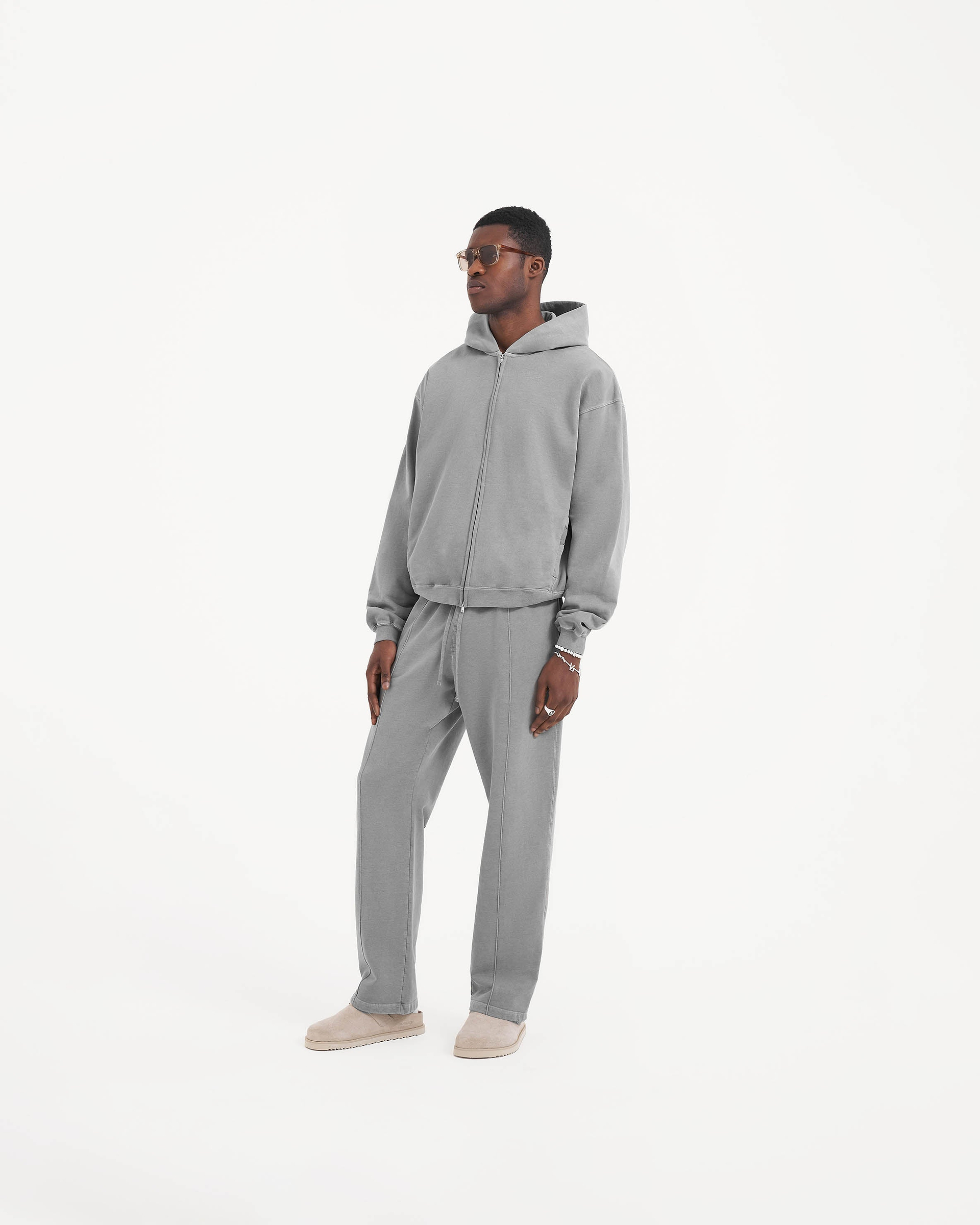 Kapuzenpullover mit Reißverschluss und Initialen - Ultimatives Grau