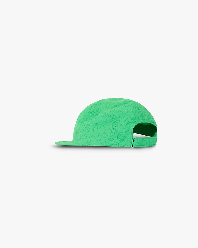 Additional product image of a mens green cap on a plain white background | 247 Contour Run Cap in Speed Green | 5-panel cap in durable ripstop fabric | 247 Accessories | Represent Clo