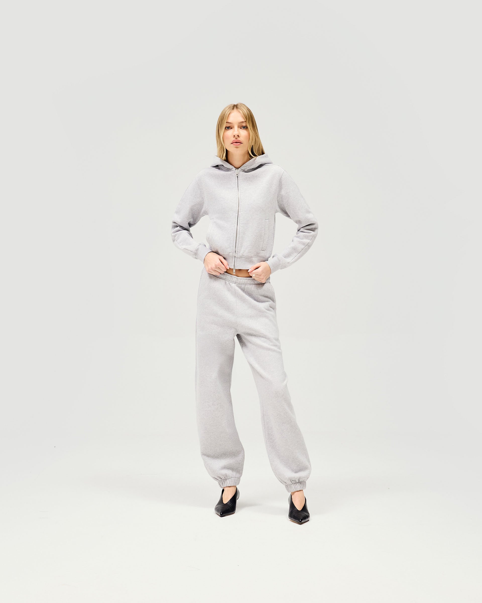 Owners Club Slim Zip Hoodie - Grey Marl