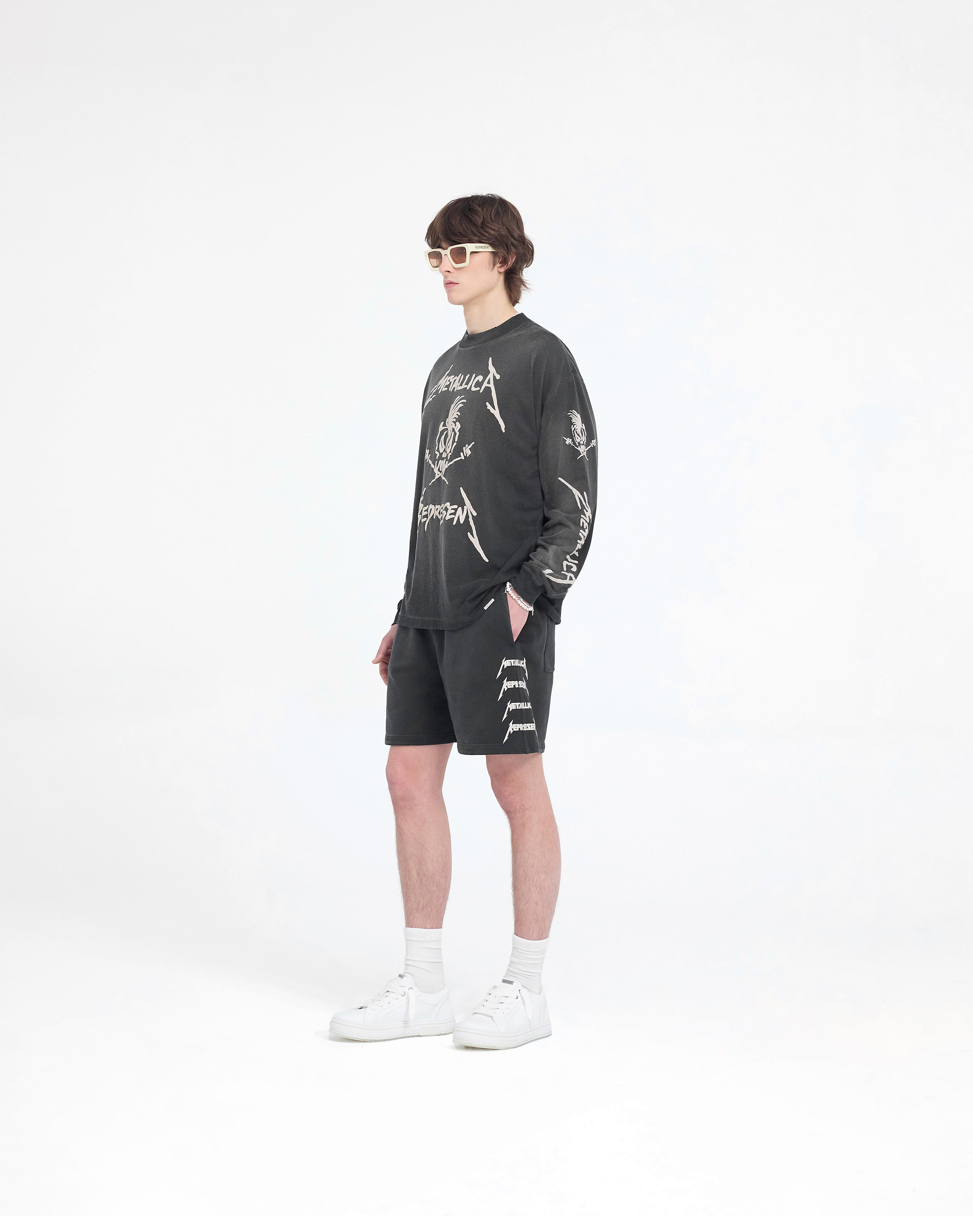 Represent X Metallica Garage Inc Long Sleeve T-Shirt - Stained Black