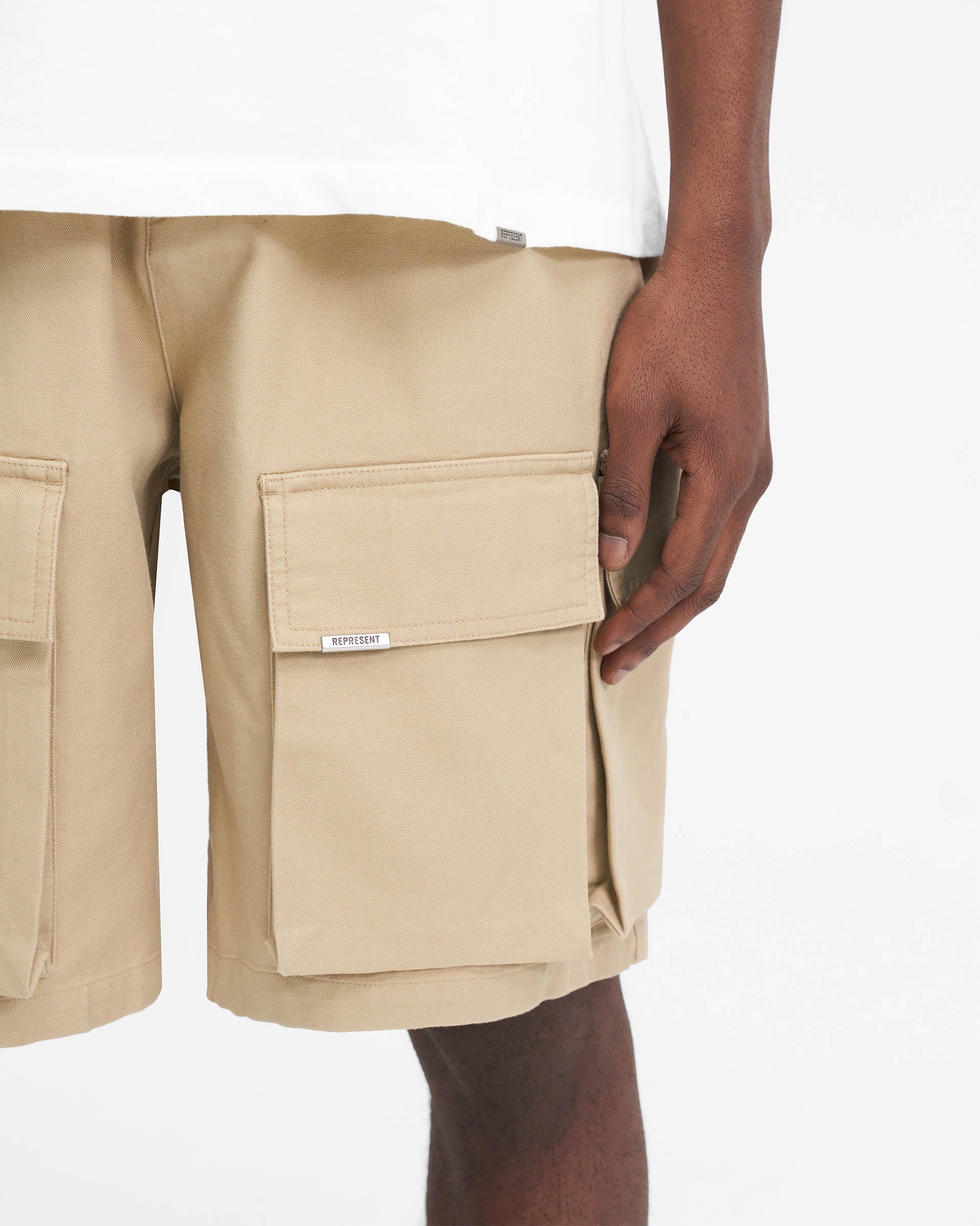 Baggy-Cargo-Shorts aus Baumwolle - Sandstein