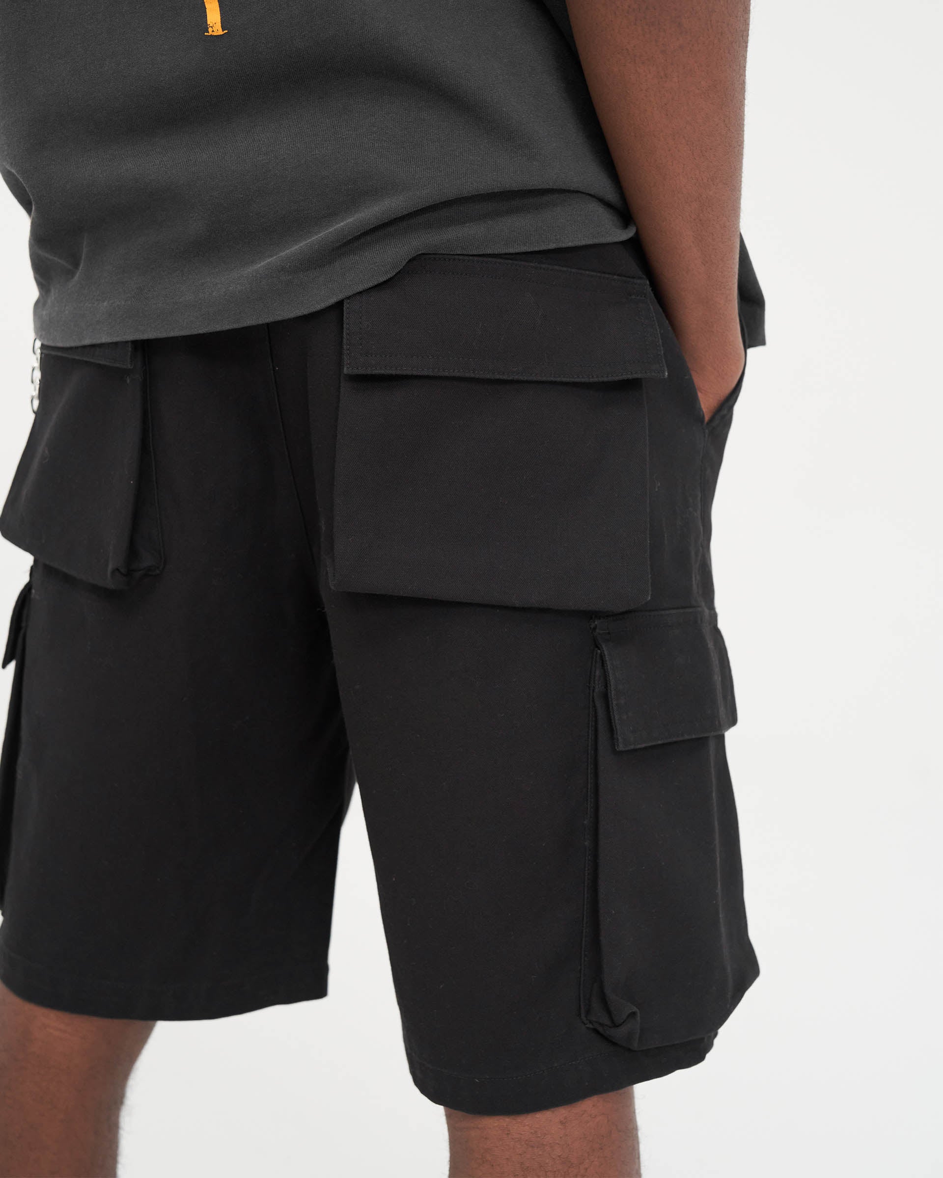 Short cargo ample en coton - Noir