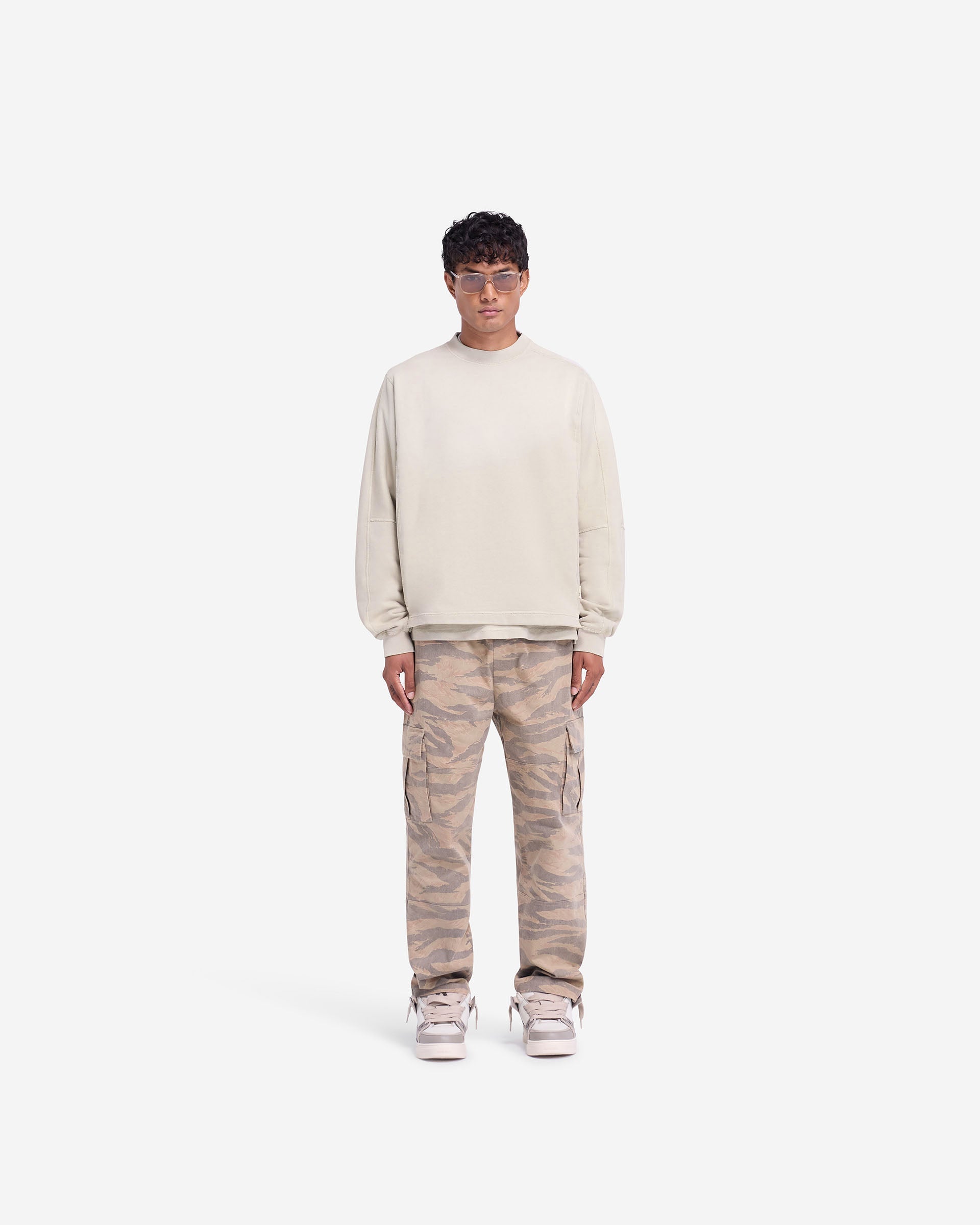 Sweat-shirt à ourlet étagé - Avoine