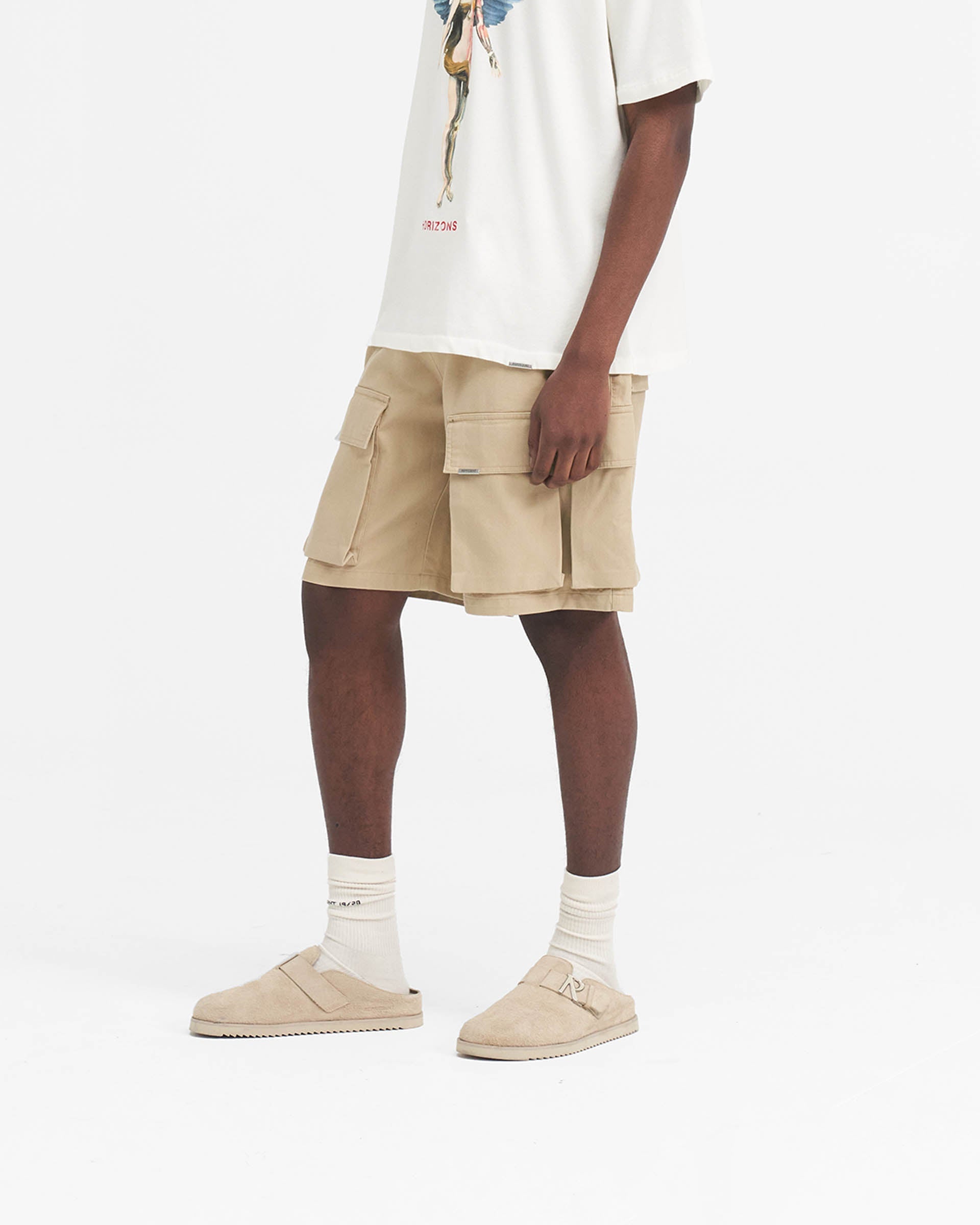 Baggy-Cargo-Shorts aus Baumwolle - Sandstein