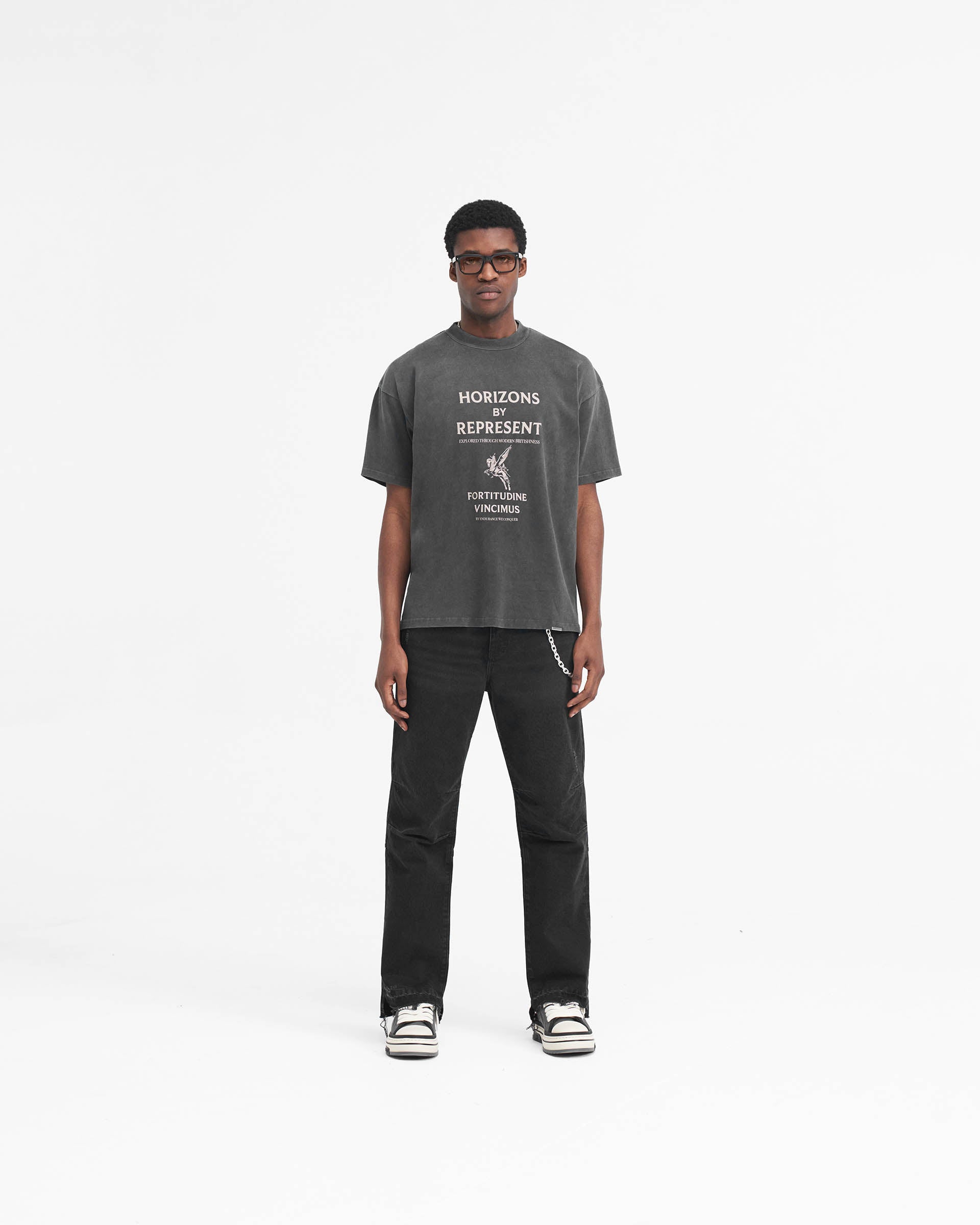 R2 Jeans mit abgestuftem Saum - Off Black