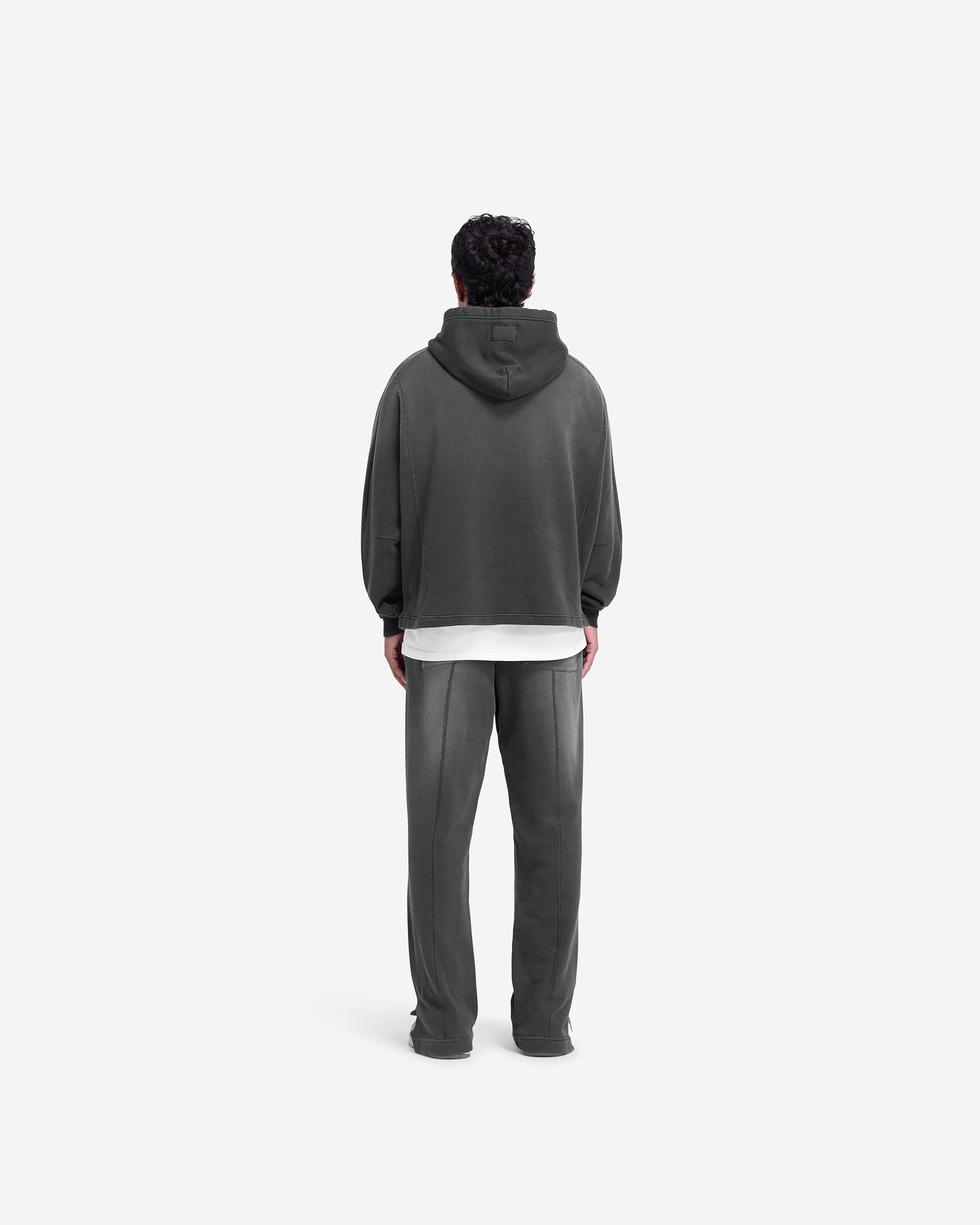 Sweat à capuche à ourlet étagé - Noir teinté