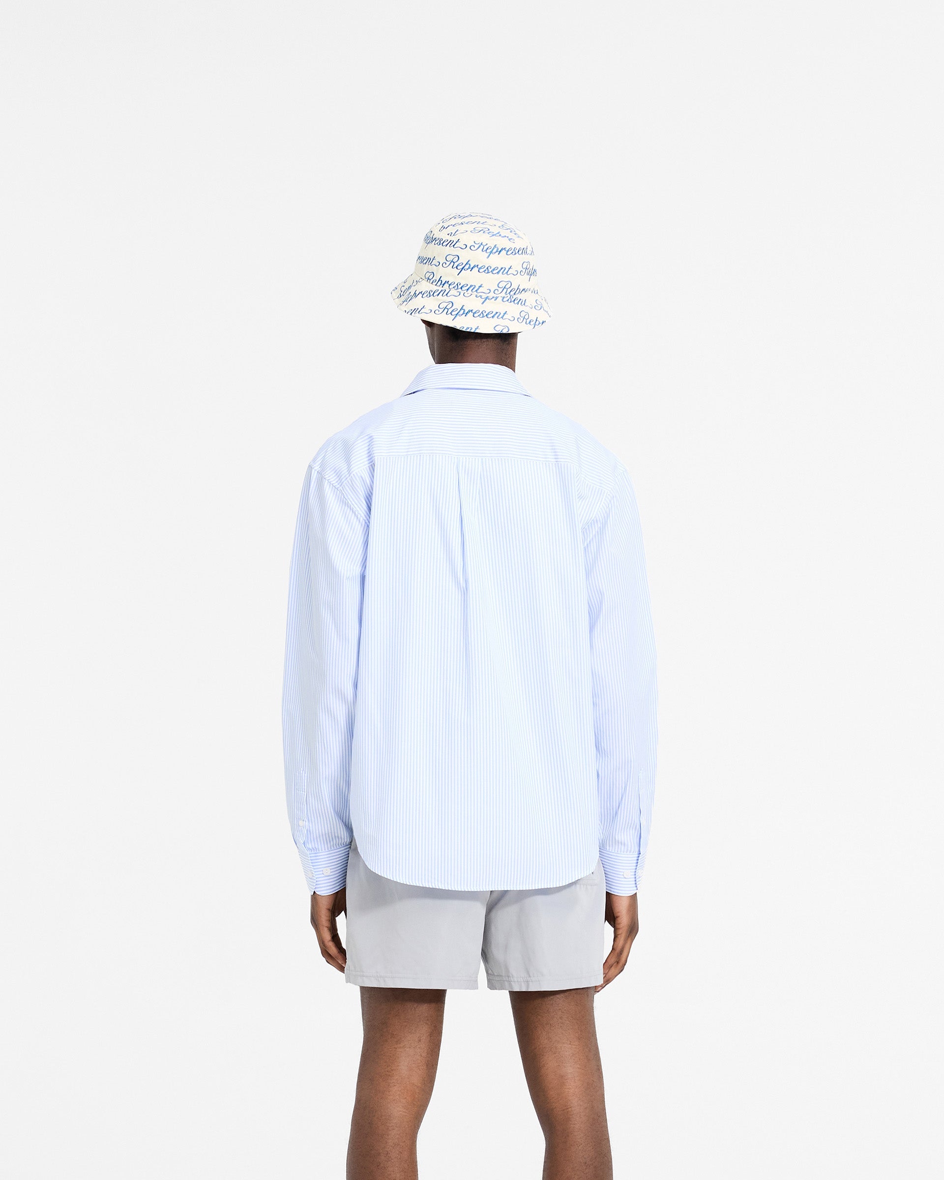 Chemise à rayures fines à manches longues - Bleu bébé