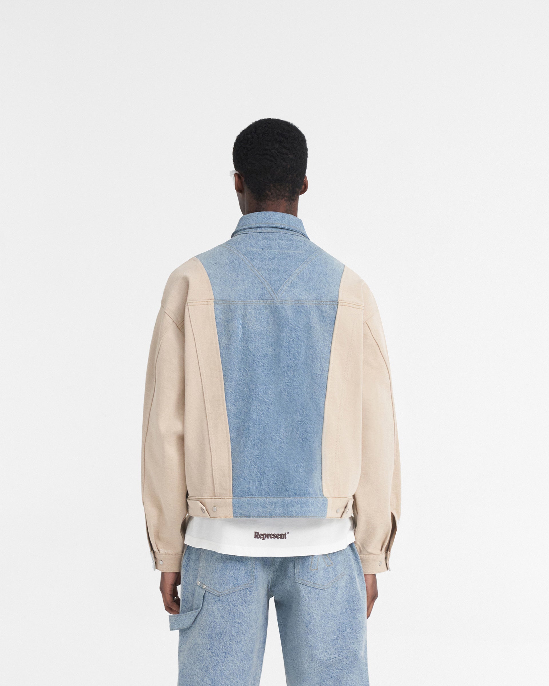 R4 Colour Block Denim Jacket - Blue