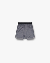 Front product image of mens grey shorts on a plain white background | 247 Contour 2-In-1 Run Shorts in Titanium | Shorts with built-in support and peached finish | 247 Shorts | Represent Clo