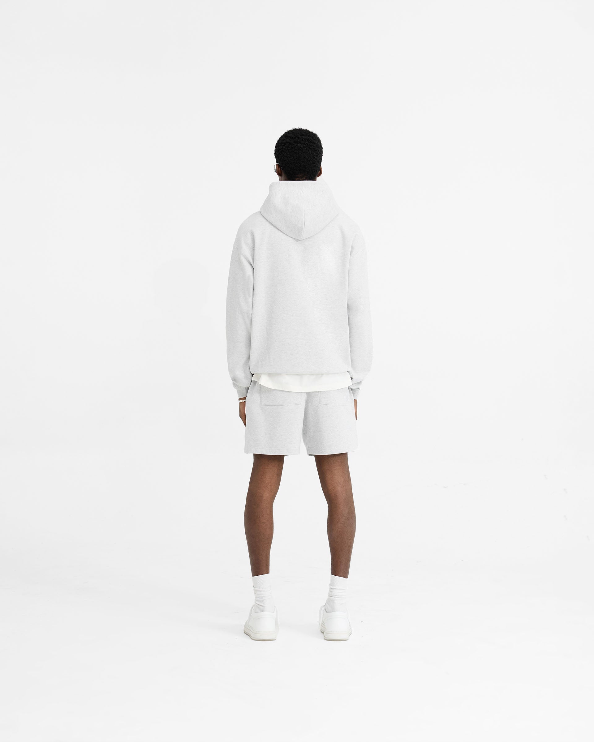 Übergroßer Hoodie mit Initialen-Print - Eisgrau meliert