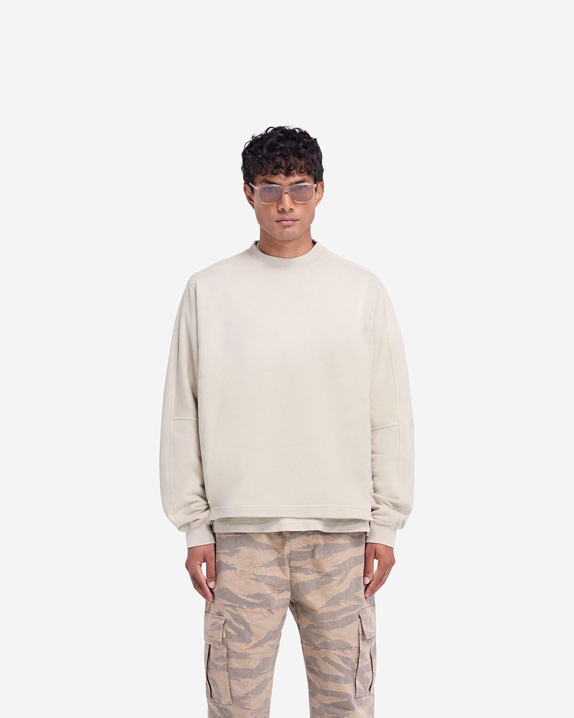 Sweat-shirt à ourlet étagé - Avoine