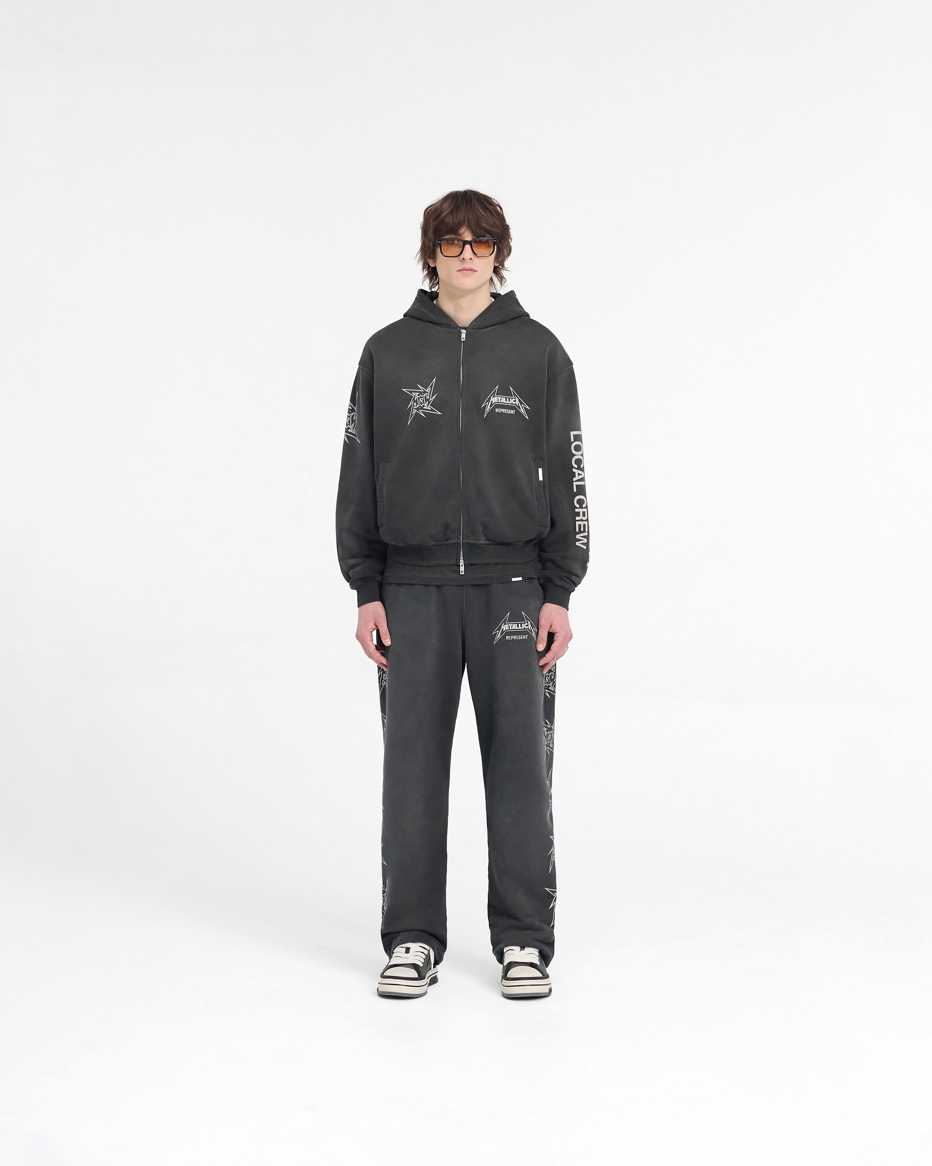 Represent X Metallica Local Crew Zip Hoodie - Stained Black
