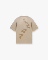 Front product image of a mens beige t-shirt on a plain white background | 247 Motion Oversized T-Shirt in Pebble | Oversized t-shirt with relaxed fit | 247 T-Shirts | Represent Clo