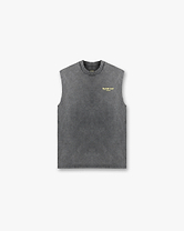 Front product image of a mens grey t-shirt on a plain white background | Team 247 Oversized Tank in Pewter Lemon | Oversized t-shirt with ribbed crewneck | 247 T-Shirts | Represent Clo