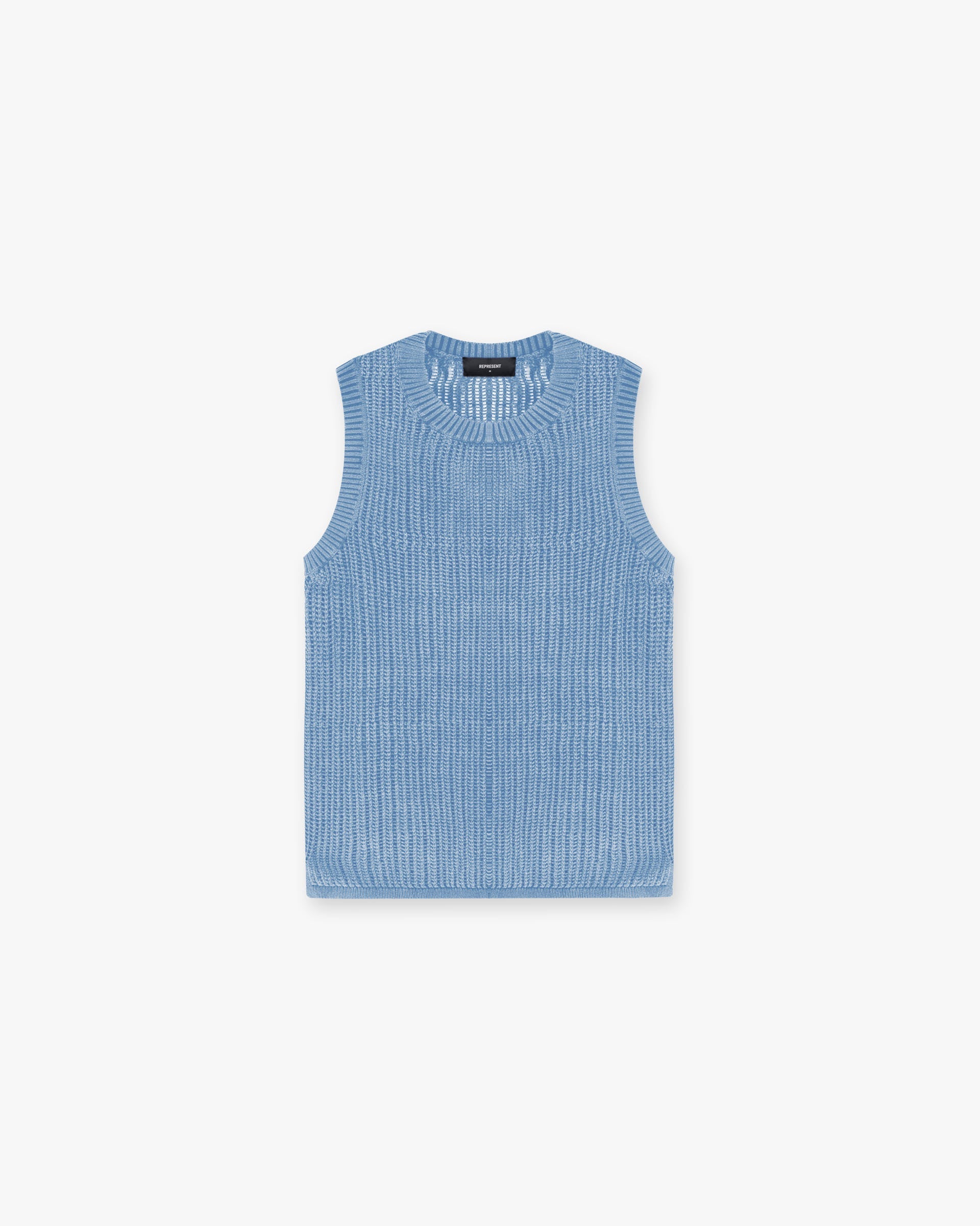 Weste aus gewaschenem Strick - Himmelblau