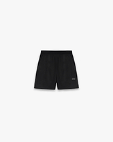 Front product image of mens black shorts on a plain white background | Team 247 Fused Shorts in Black | Swim shorts with elasticated waistband and mesh brief | 247 Shorts | Represent Clo