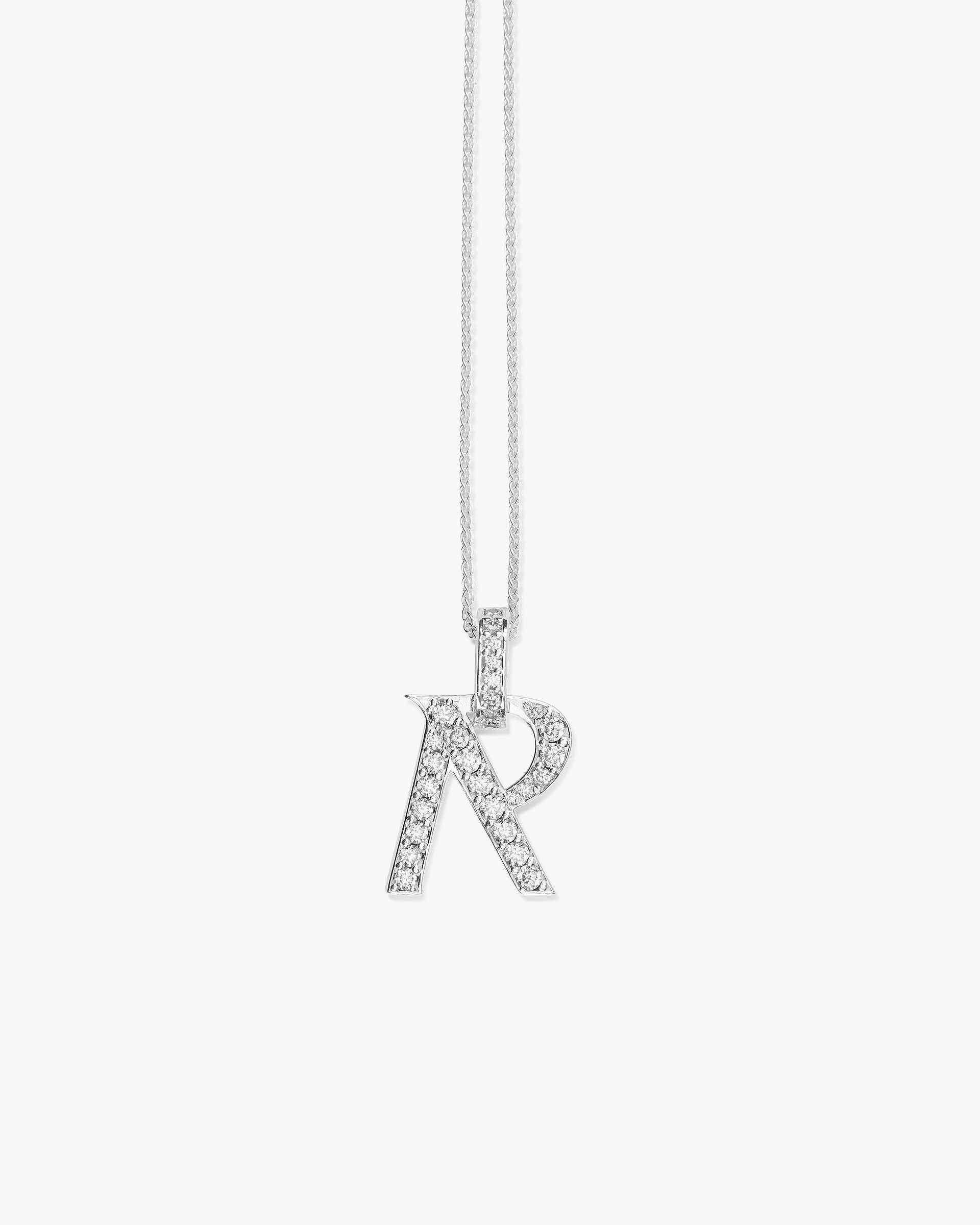Pavé-Anhänger „R“ – Silber