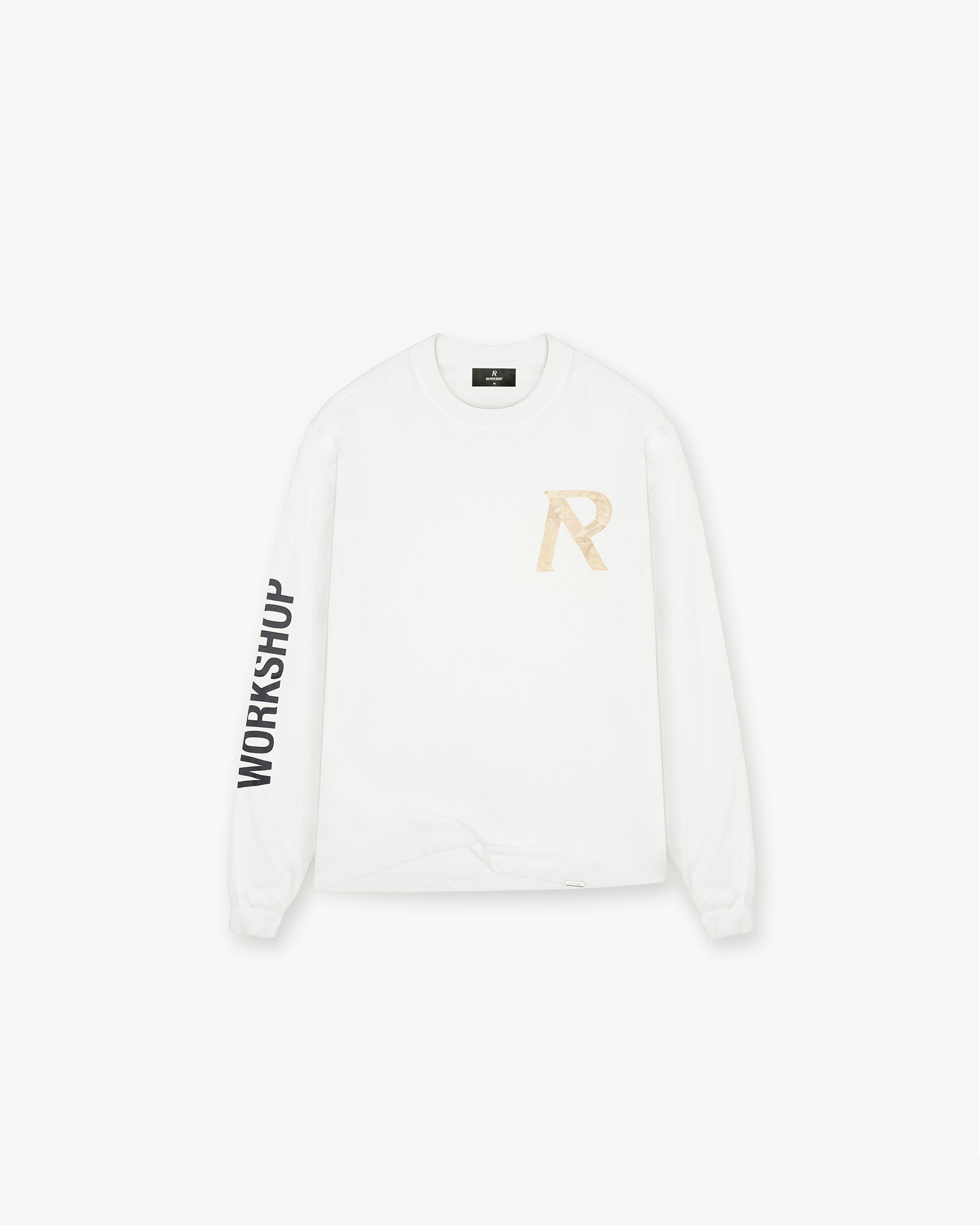 T-shirt à manches longues avec initiales en ruban de masquage - Blanc mat