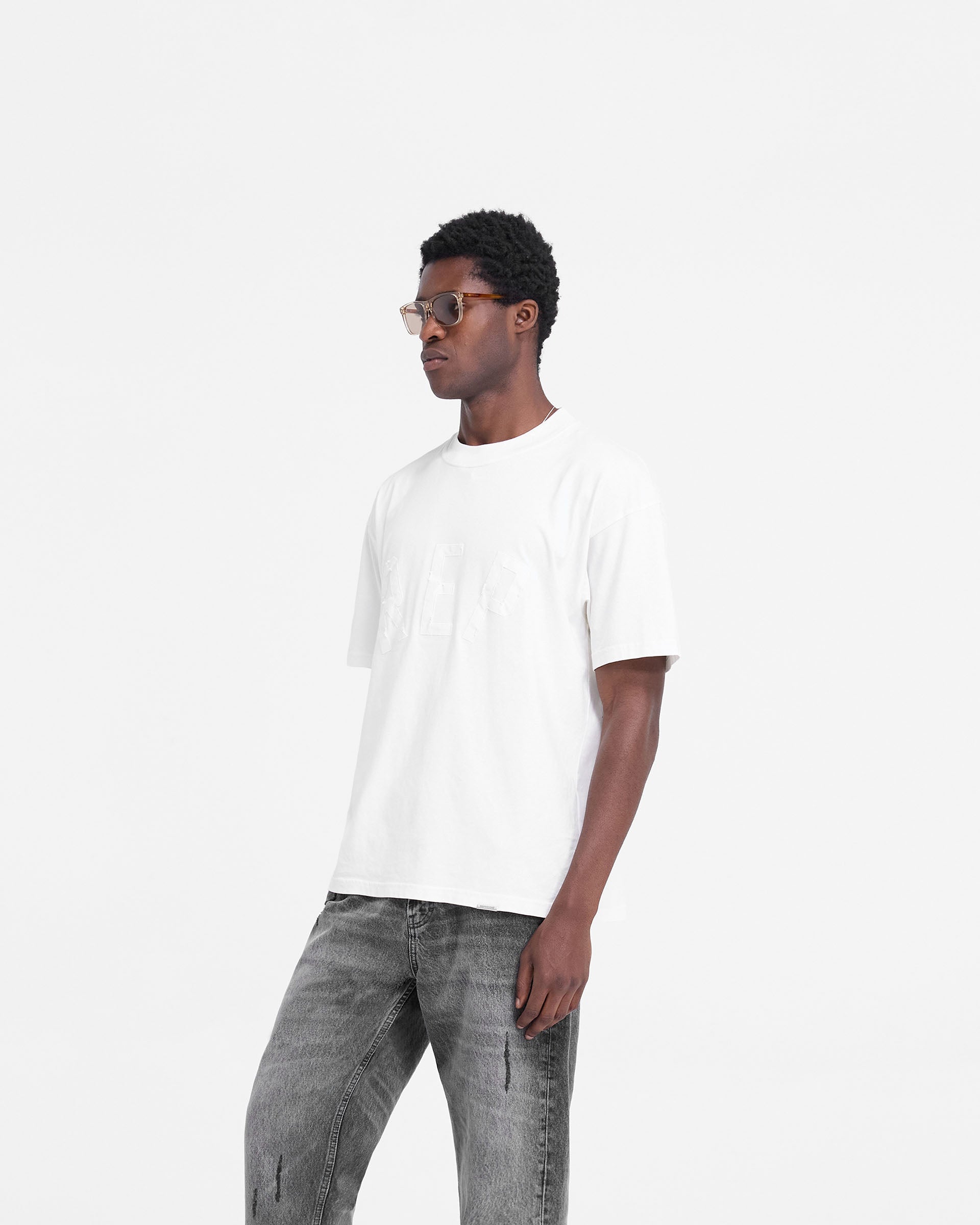 T-shirt à appliqué Rep - Blanc mat
