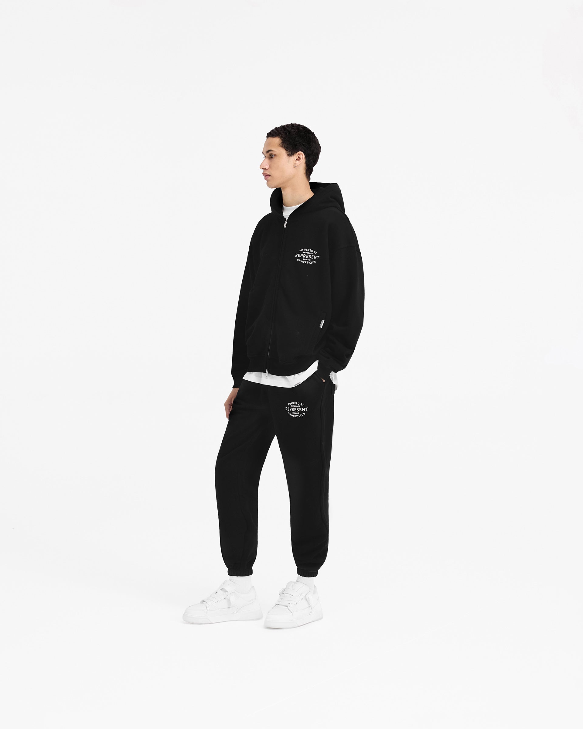 Sweat à capuche zippé avec timbre du club des propriétaires - Noir de jais